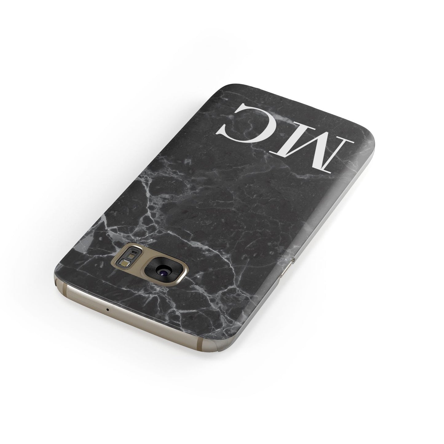 Personalised Monogram Black Marble Samsung Galaxy Case Front Close Up