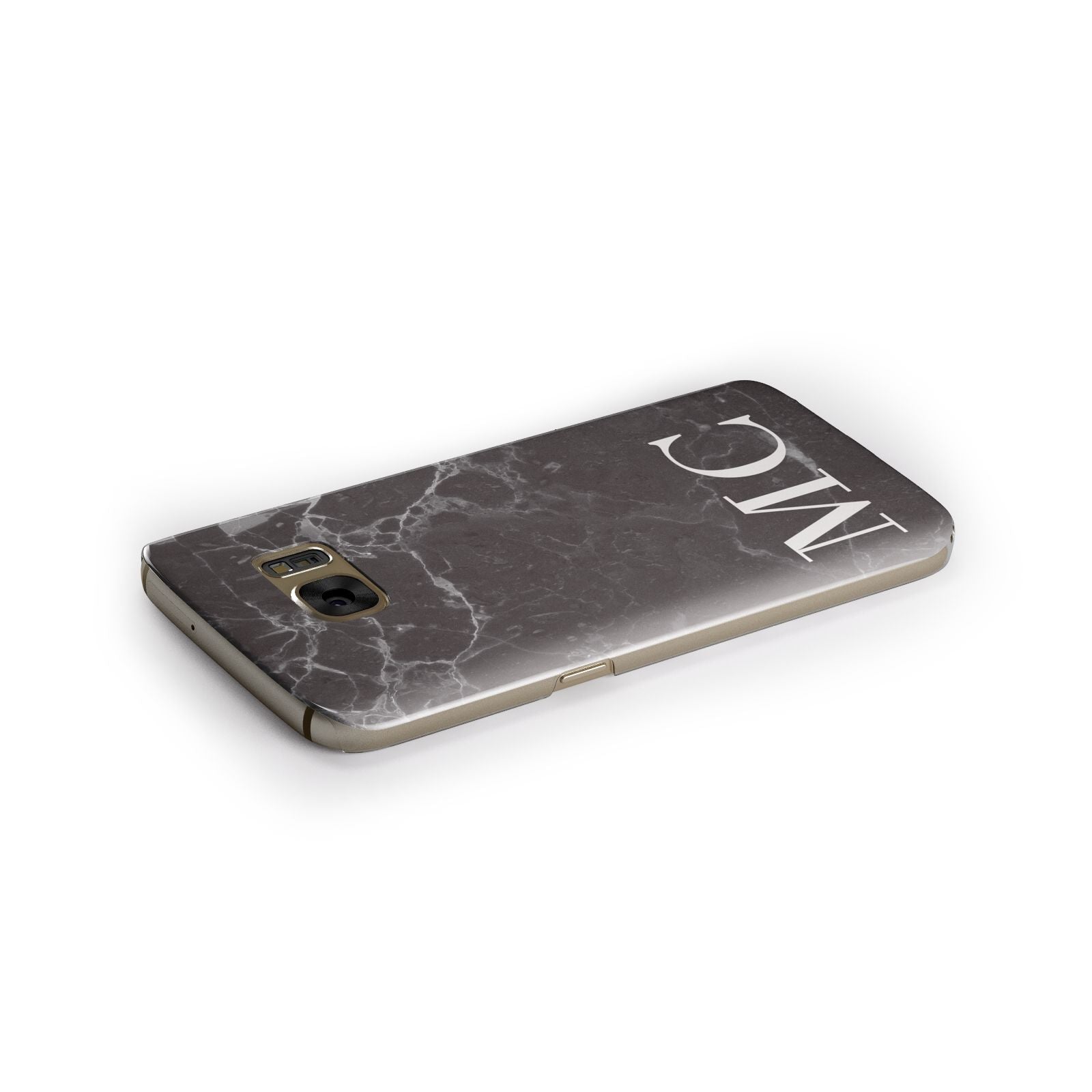 Personalised Monogram Black Marble Samsung Galaxy Case Side Close Up