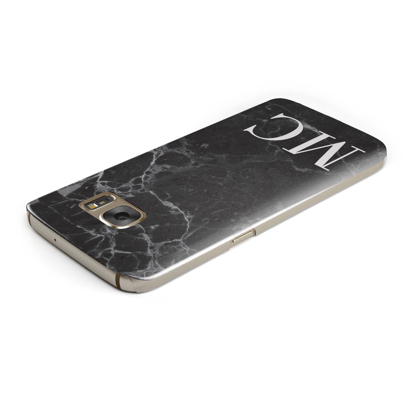 Personalised Monogram Black Marble Samsung Galaxy Case Top Cutout