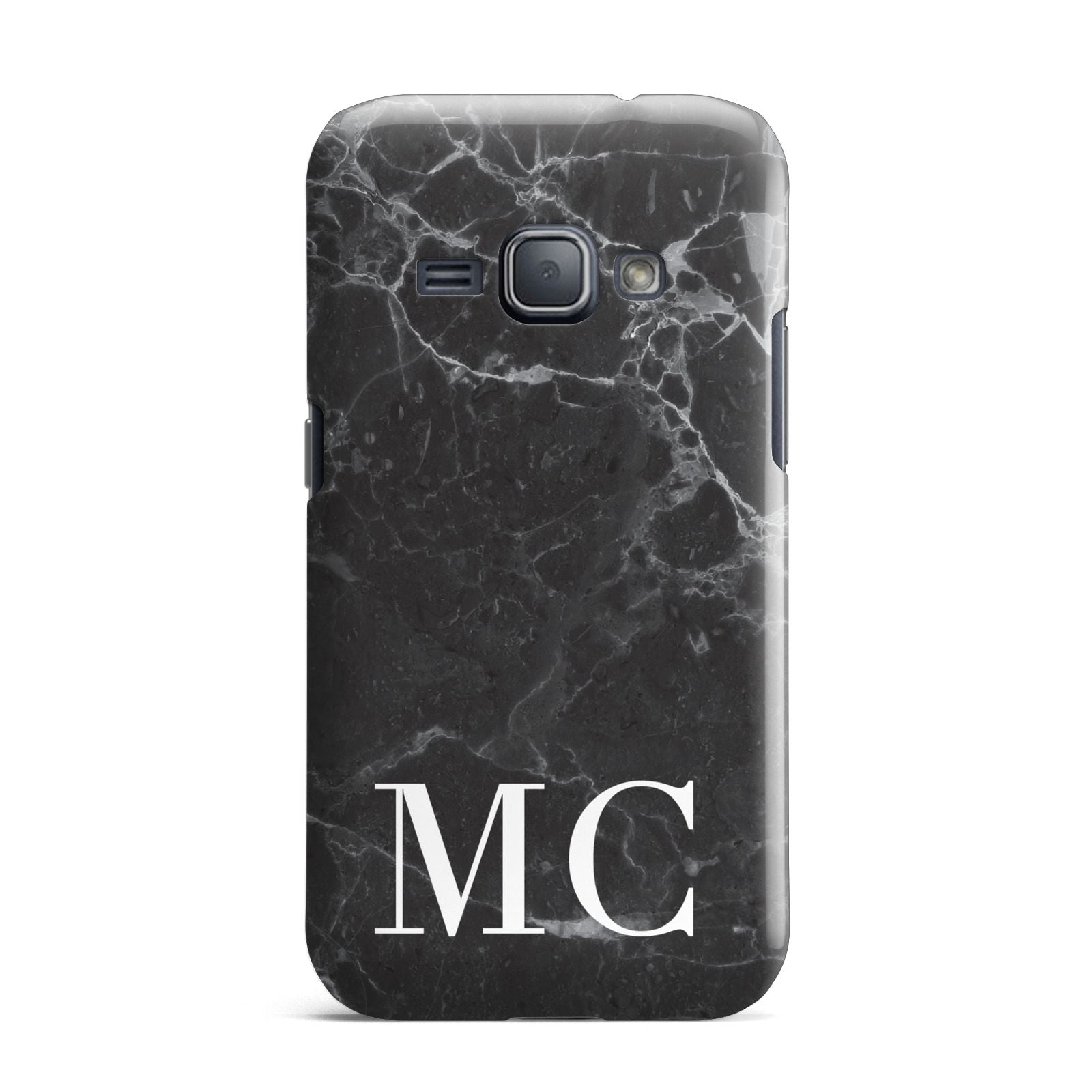 Personalised Monogram Black Marble Samsung Galaxy J1 2016 Case