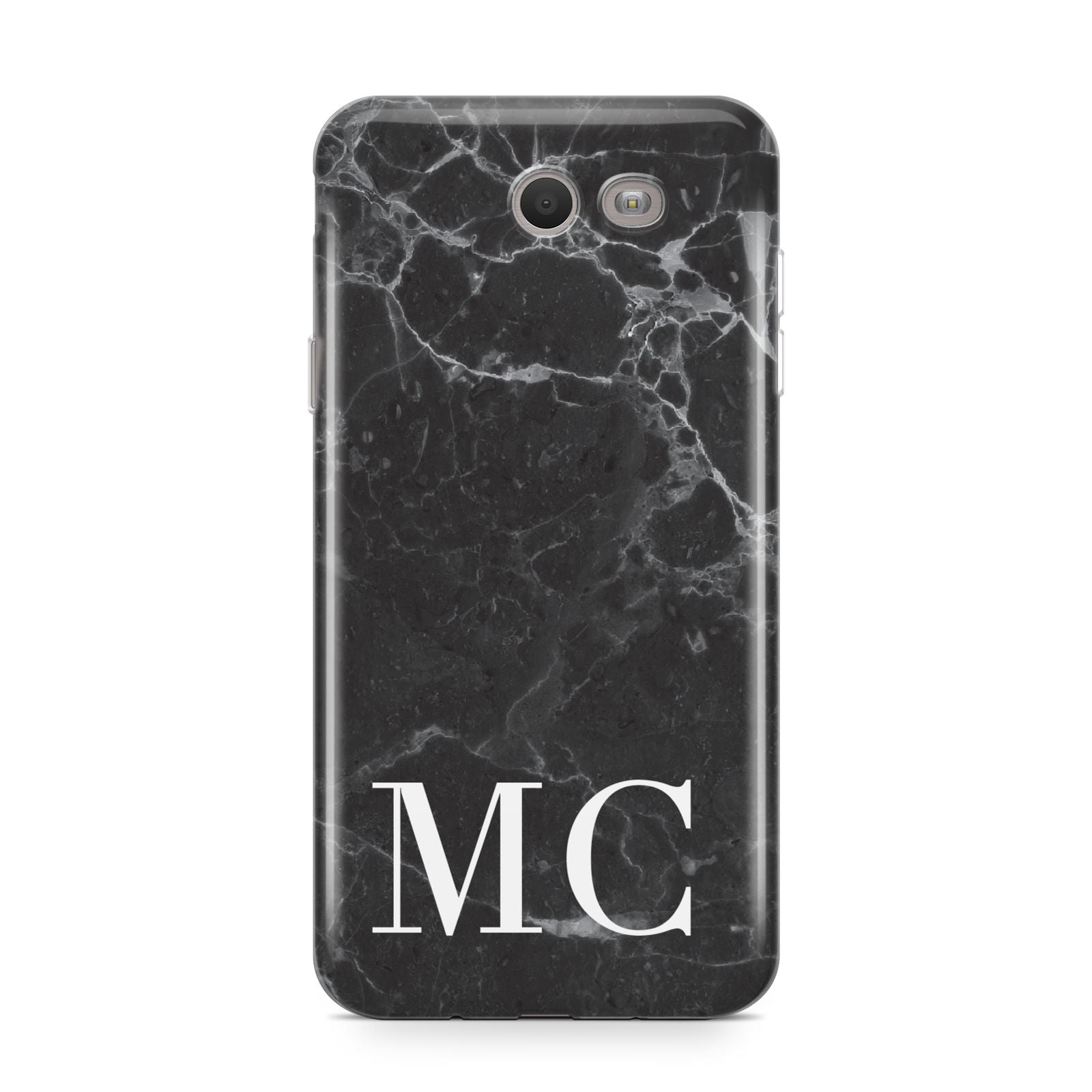 Personalised Monogram Black Marble Samsung Galaxy J7 2017 Case