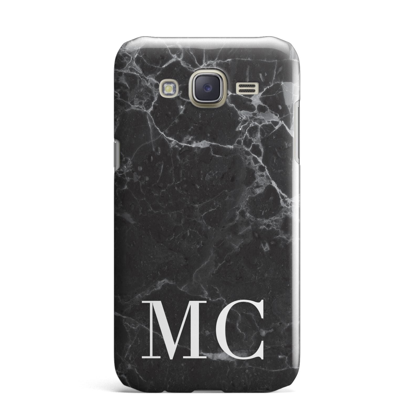 Personalised Monogram Black Marble Samsung Galaxy J7 Case