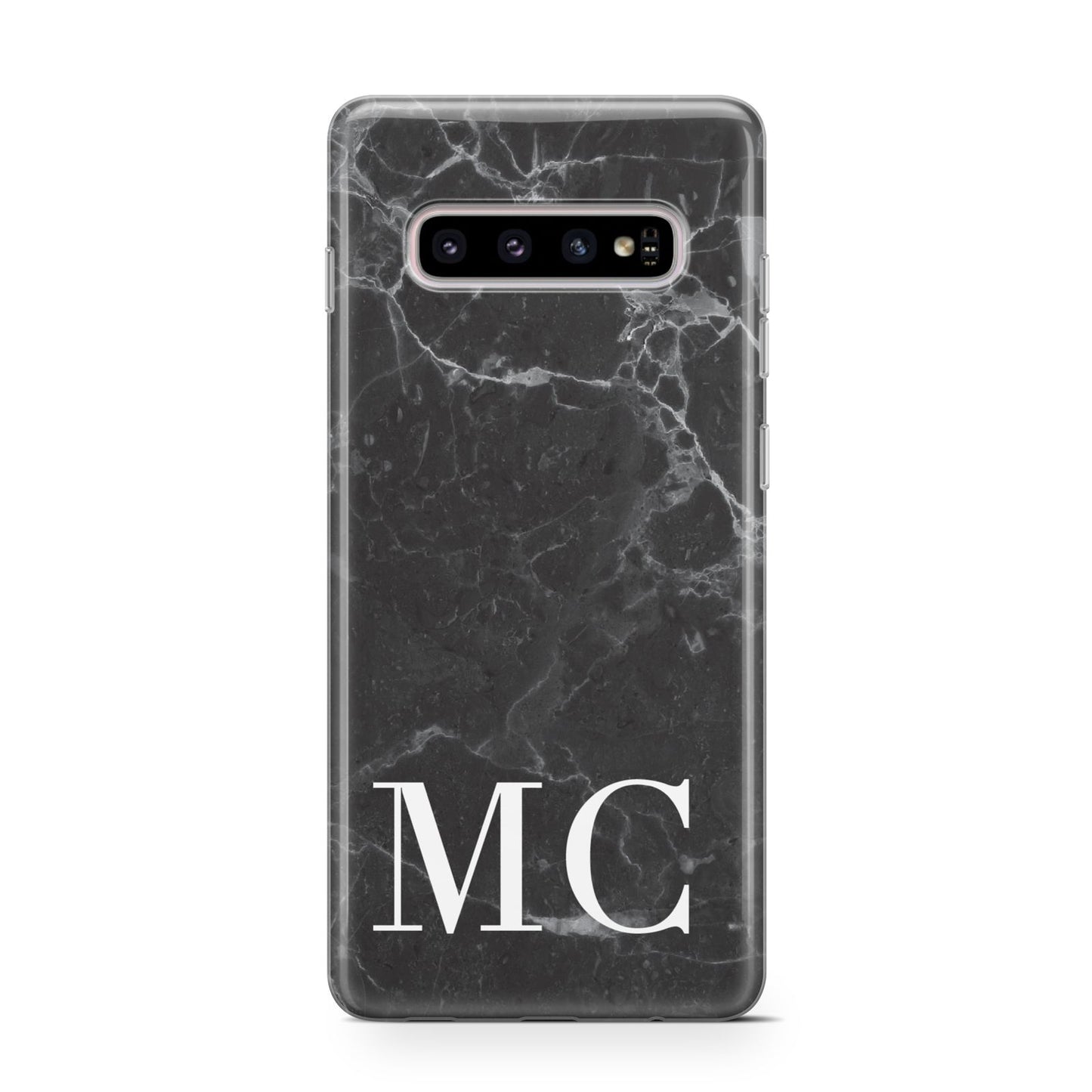 Personalised Monogram Black Marble Samsung Galaxy S10 Case