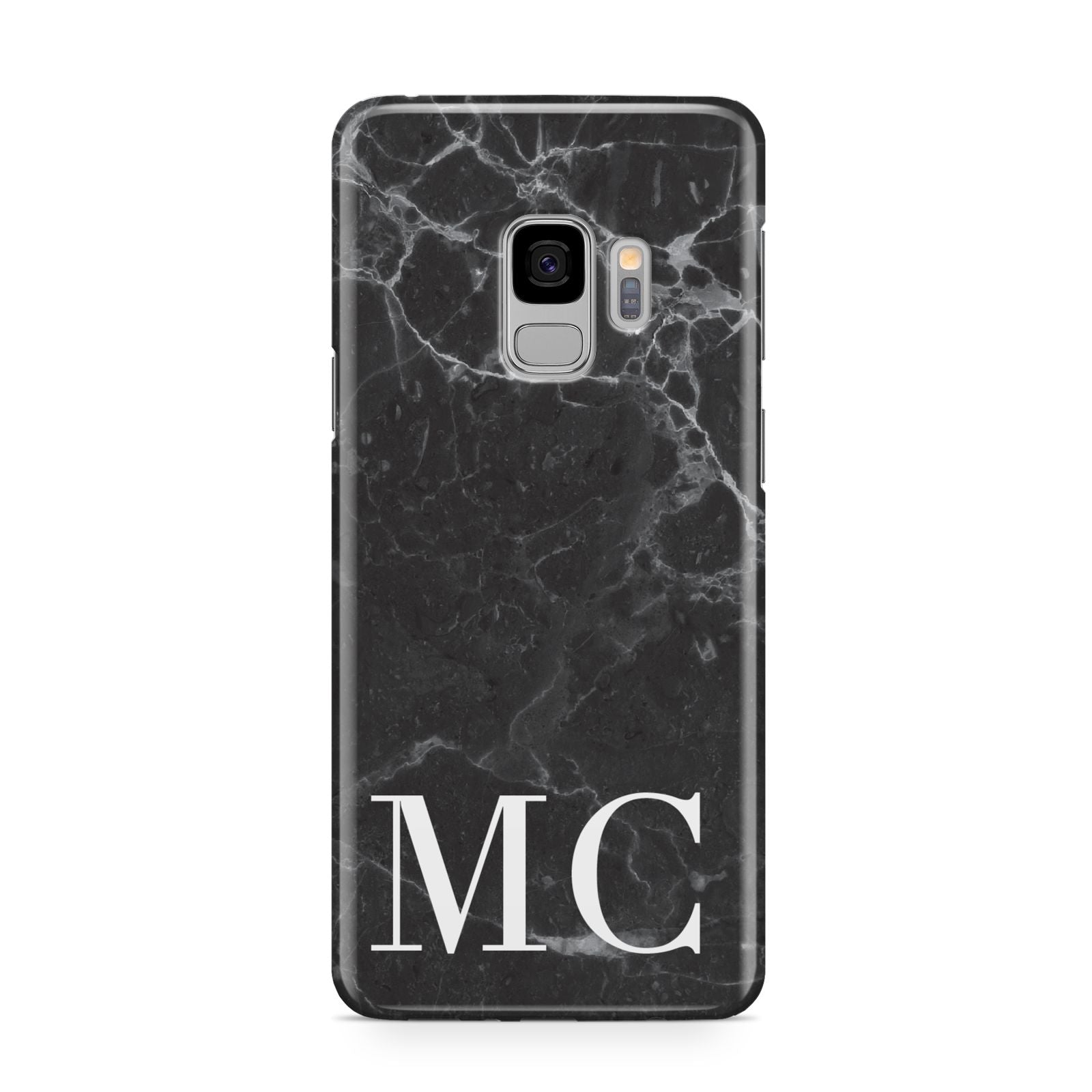 Personalised Monogram Black Marble Samsung Galaxy S9 Case