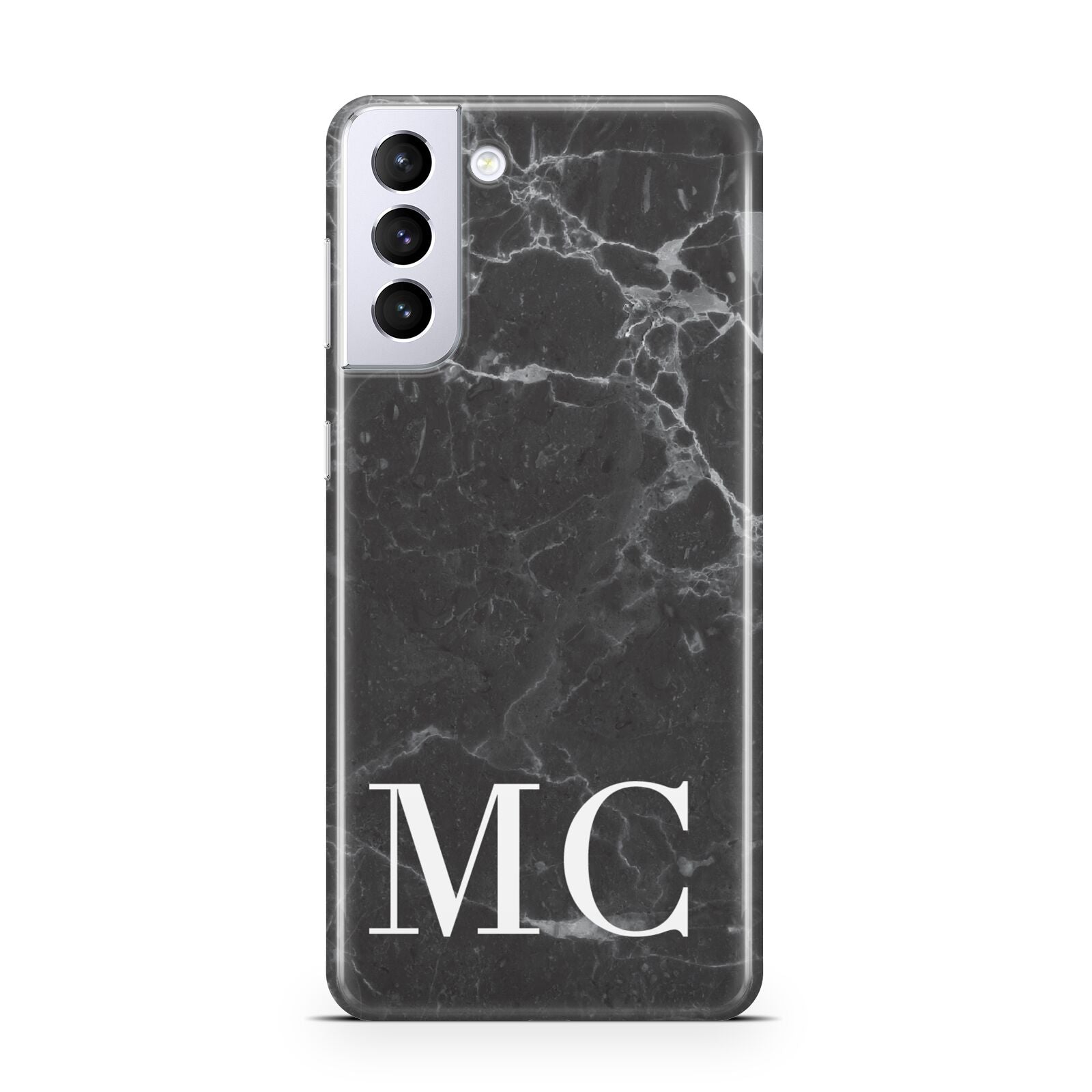 Personalised Monogram Black Marble Samsung S21 Plus Phone Case