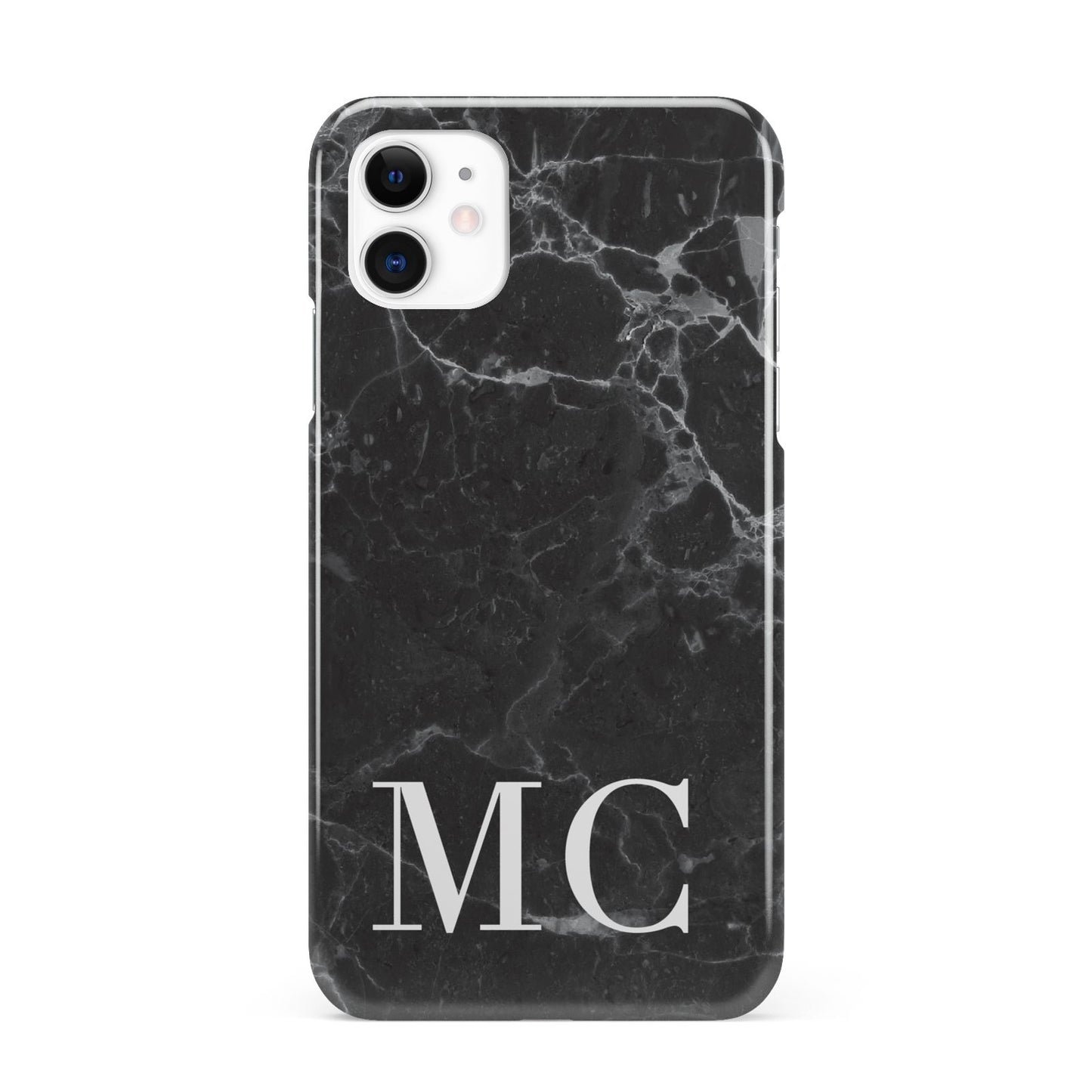 Personalised Monogram Black Marble iPhone 11 3D Snap Case