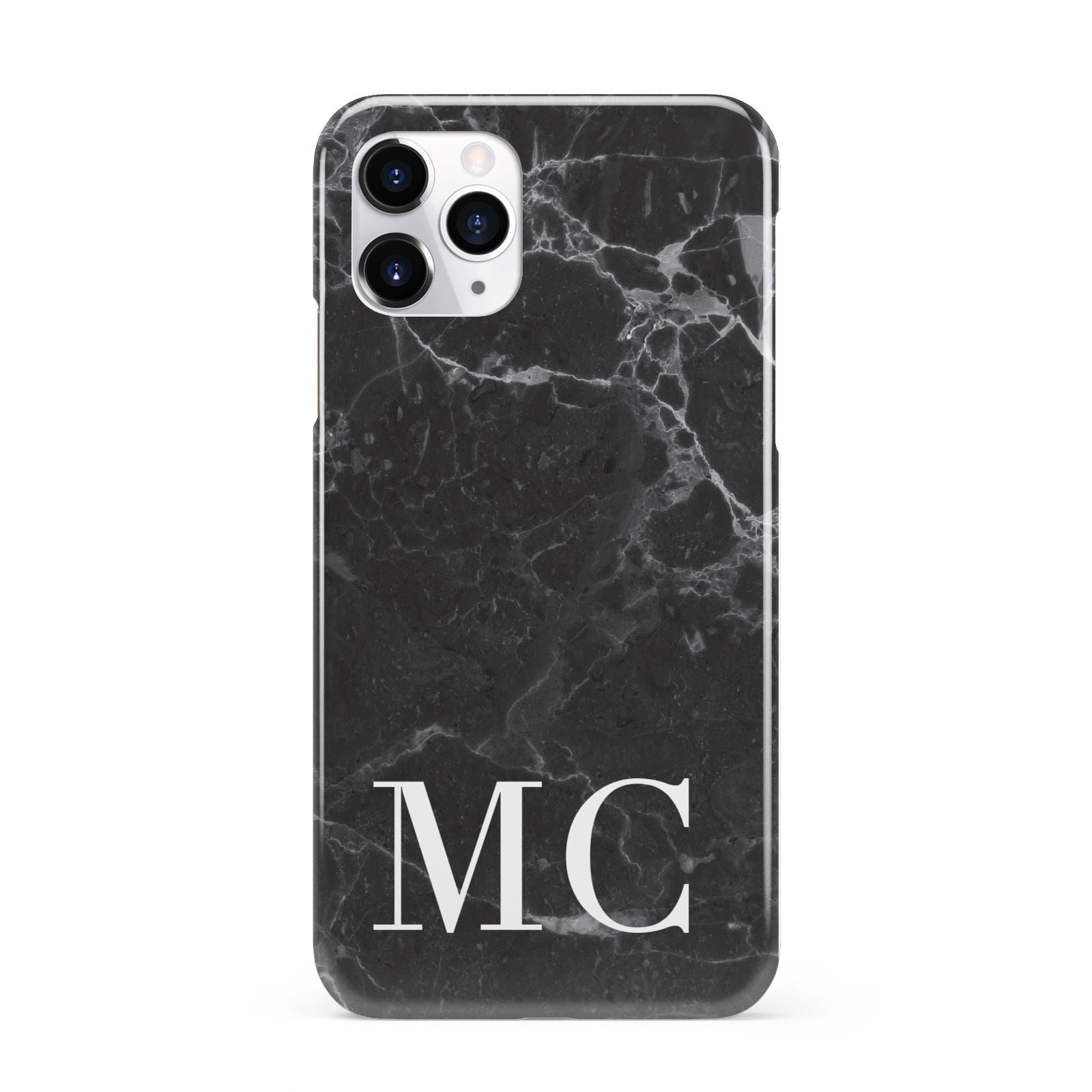 Personalised Monogram Black Marble iPhone 11 Pro 3D Snap Case