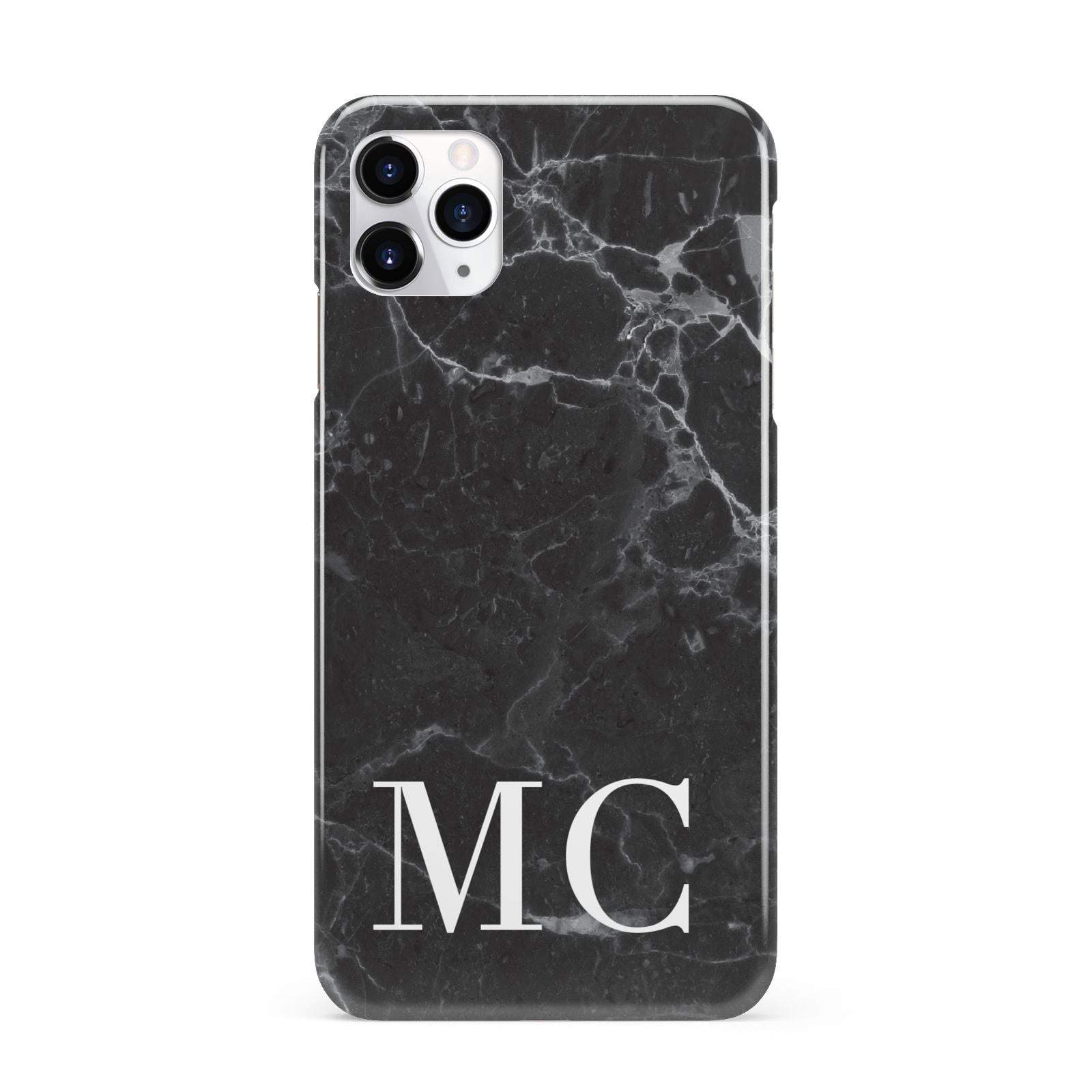 Personalised Monogram Black Marble iPhone 11 Pro Max 3D Snap Case