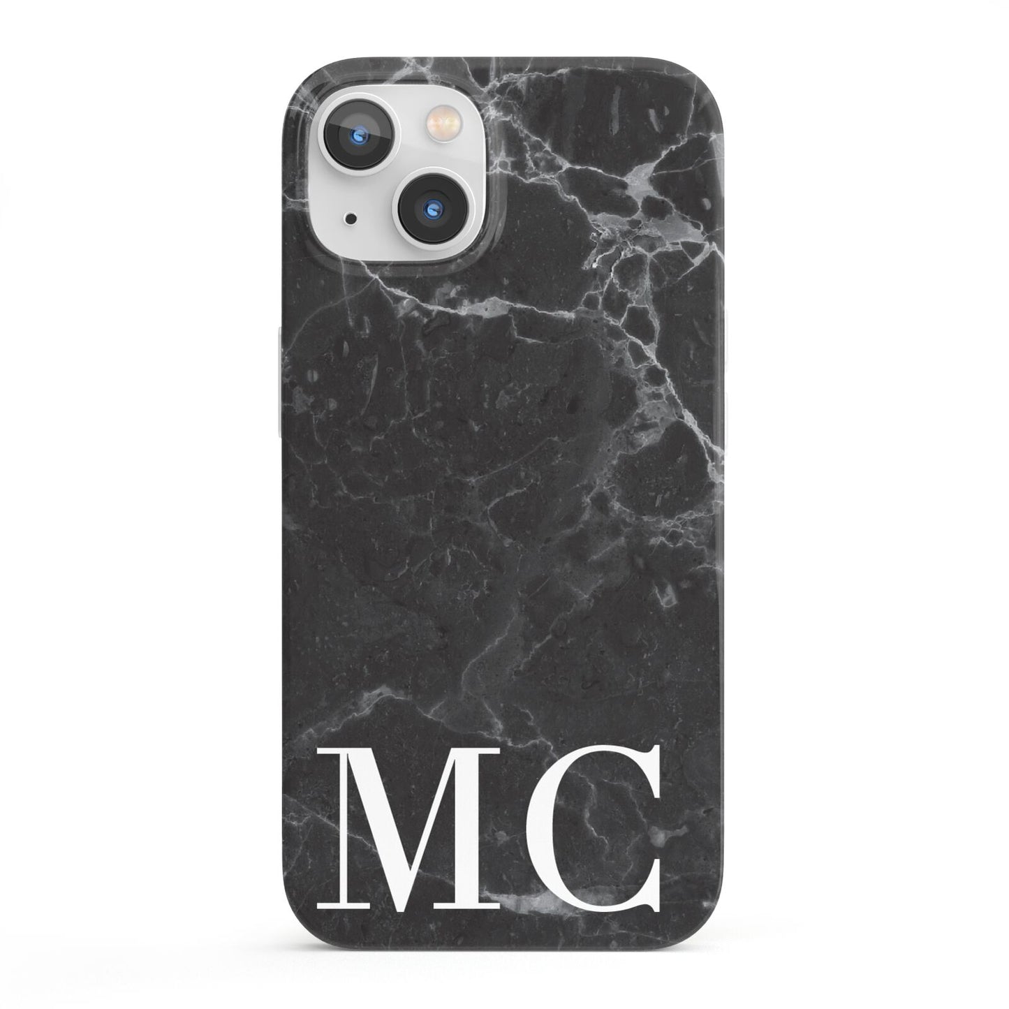 Personalised Monogram Black Marble iPhone 13 Full Wrap 3D Snap Case