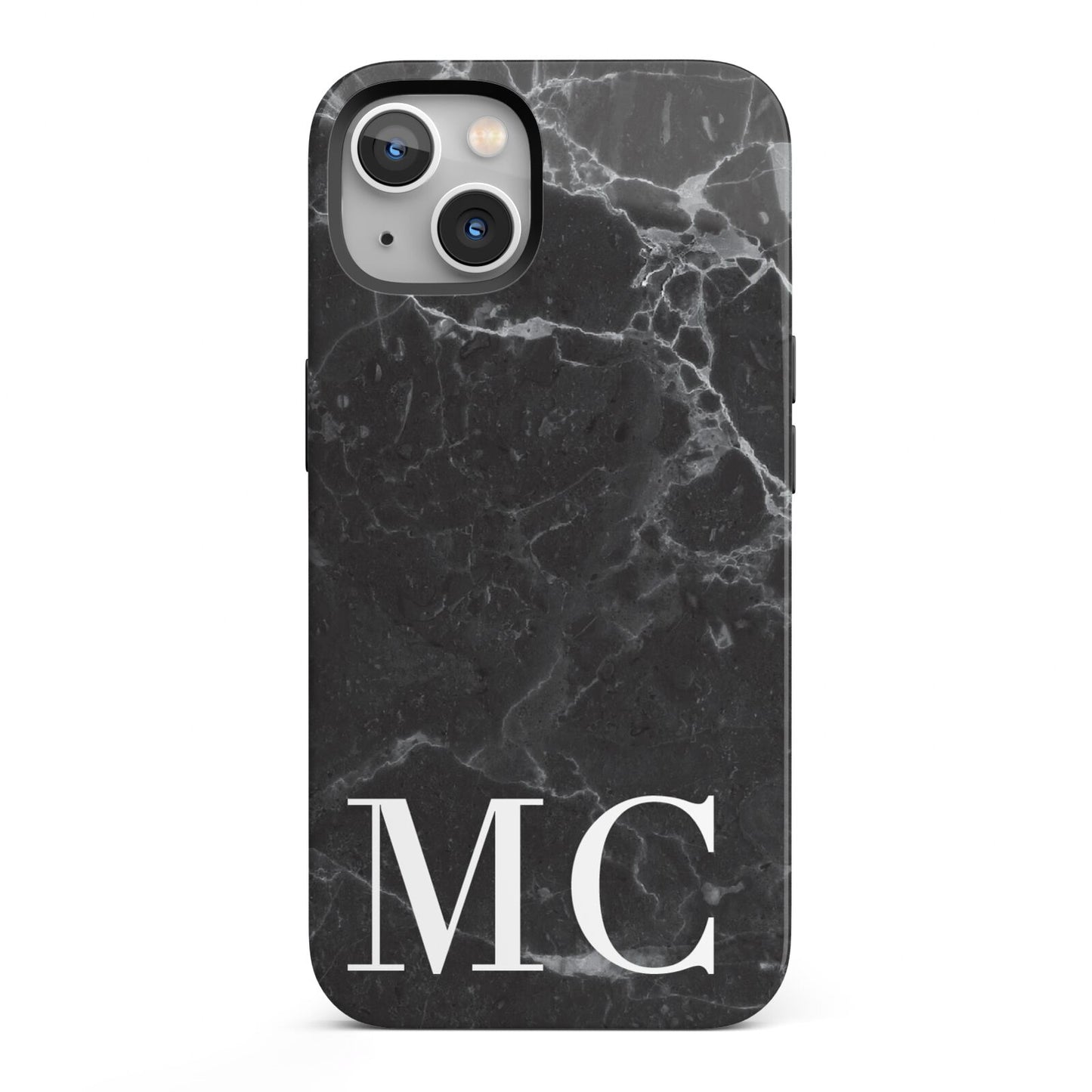 Personalised Monogram Black Marble iPhone 13 Full Wrap 3D Tough Case