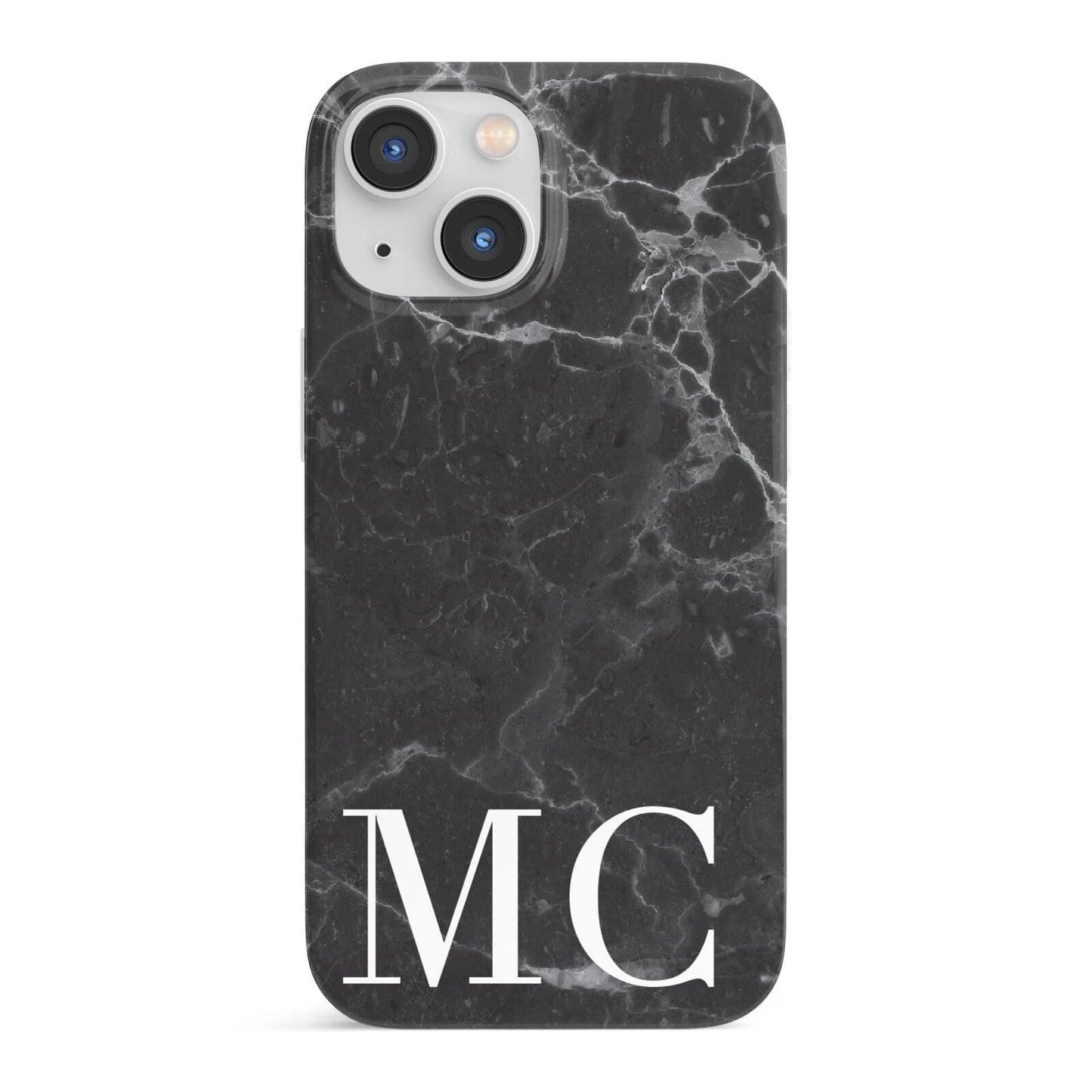Personalised Monogram Black Marble iPhone 13 Mini Full Wrap 3D Snap Case