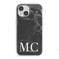 Personalised Monogram Black Marble iPhone 13 Mini TPU Impact Case with White Edges