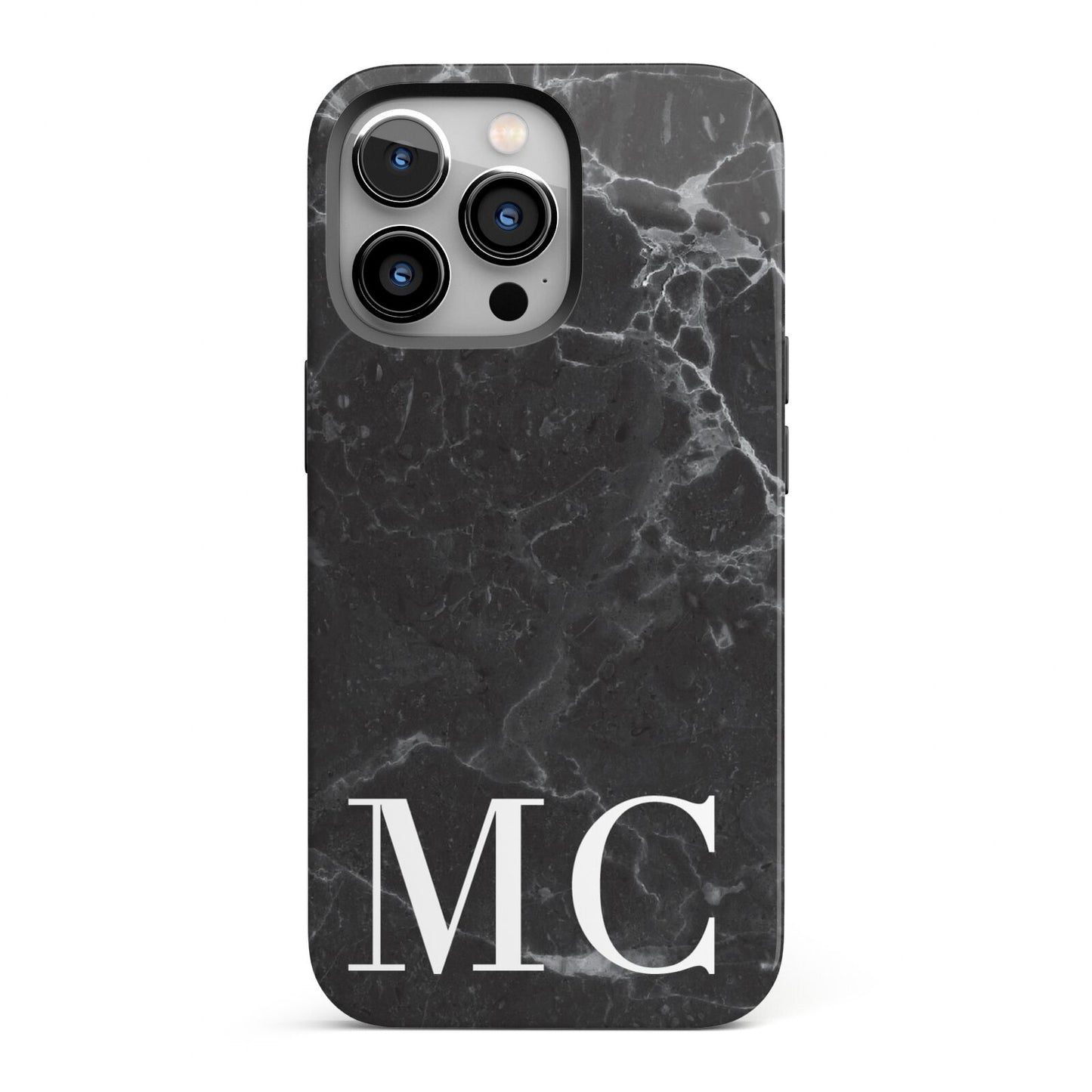 Personalised Monogram Black Marble iPhone 13 Pro Full Wrap 3D Tough Case