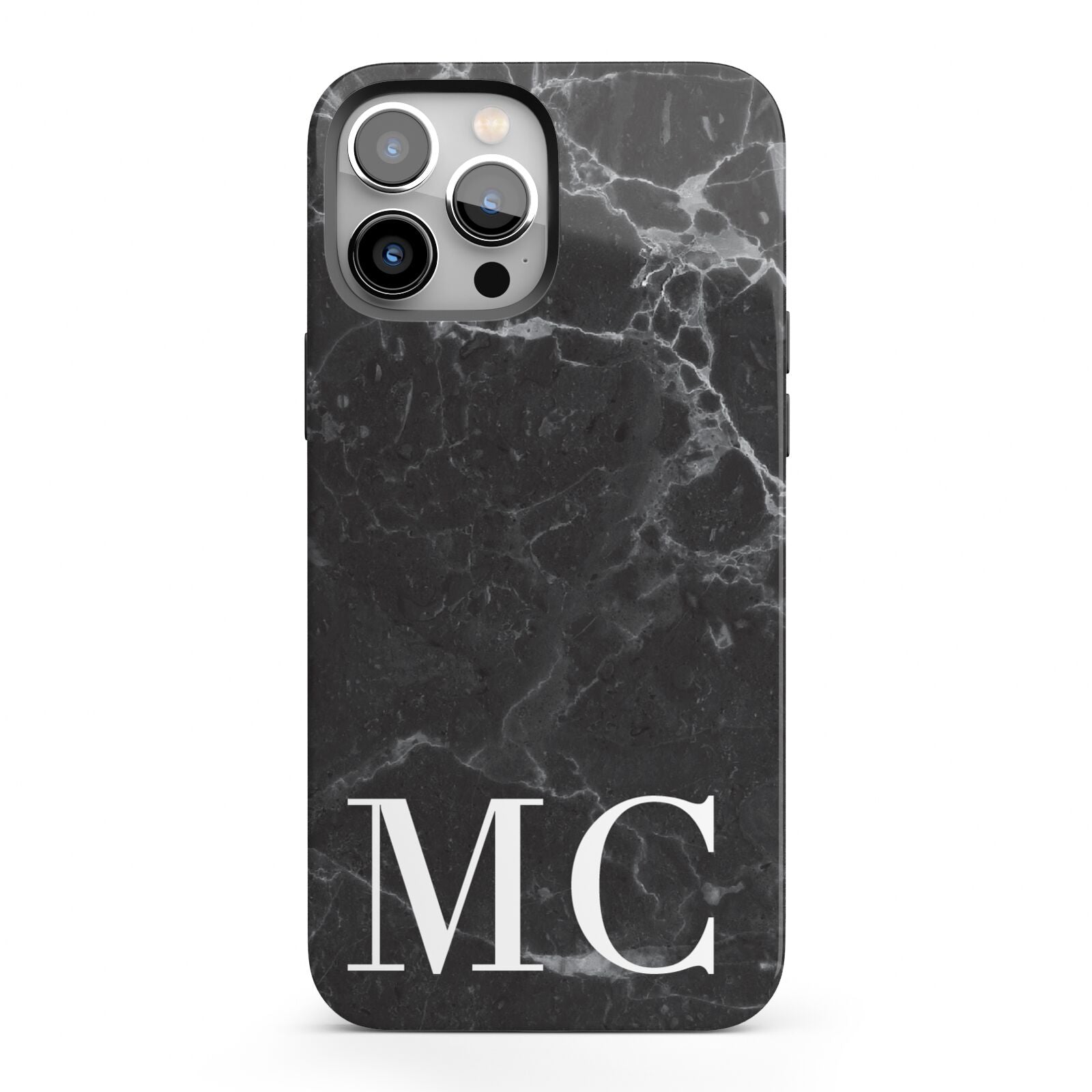 Personalised Monogram Black Marble iPhone 13 Pro Max Full Wrap 3D Tough Case
