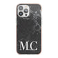 Personalised Monogram Black Marble iPhone 13 Pro Max TPU Impact Case with Pink Edges