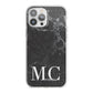 Personalised Monogram Black Marble iPhone 13 Pro Max TPU Impact Case with White Edges