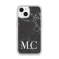 Personalised Monogram Black Marble iPhone 14 Glitter Tough Case Starlight