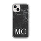Personalised Monogram Black Marble iPhone 14 Plus Clear Tough Case Starlight