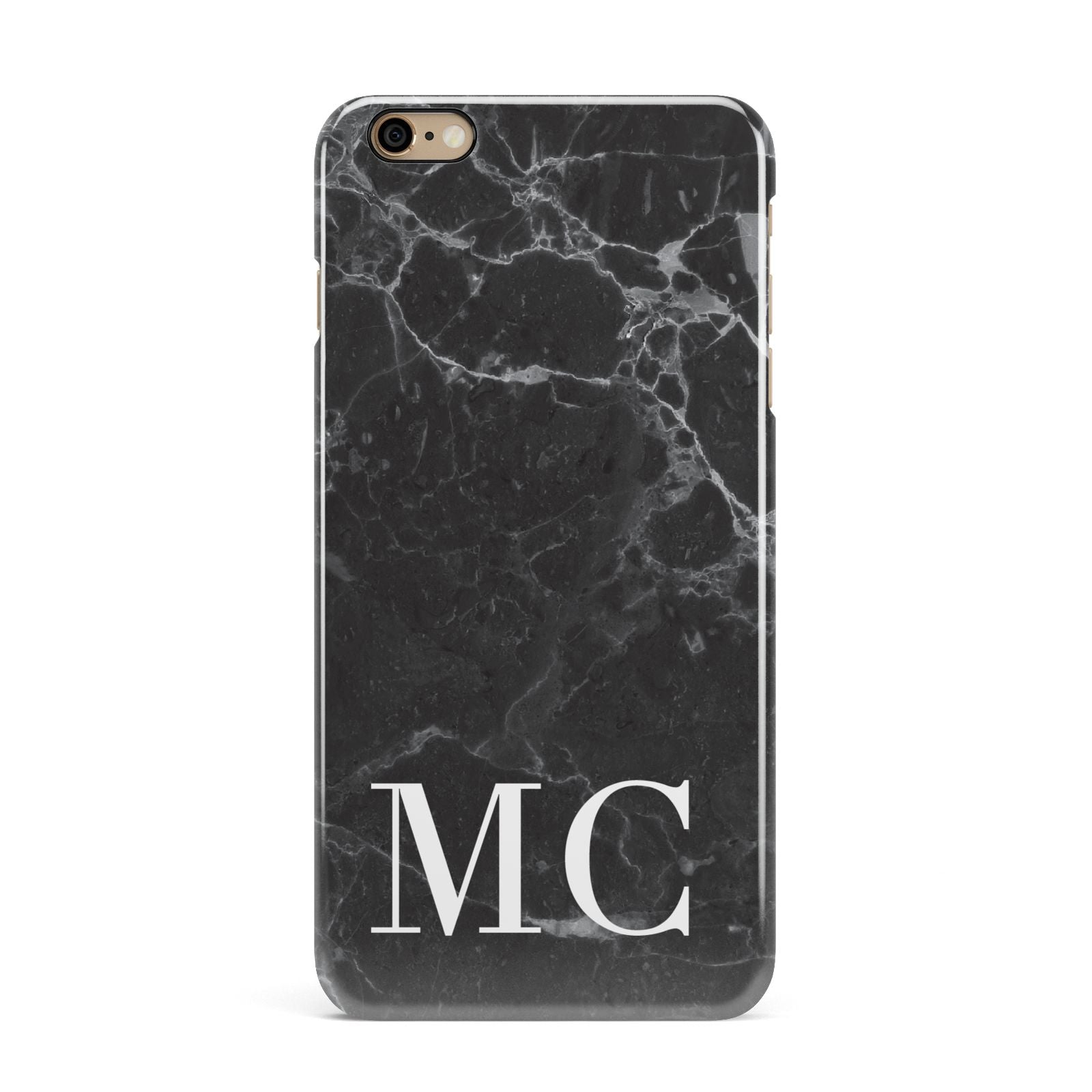 Personalised Monogram Black Marble iPhone 6 Plus 3D Snap Case on Gold Phone