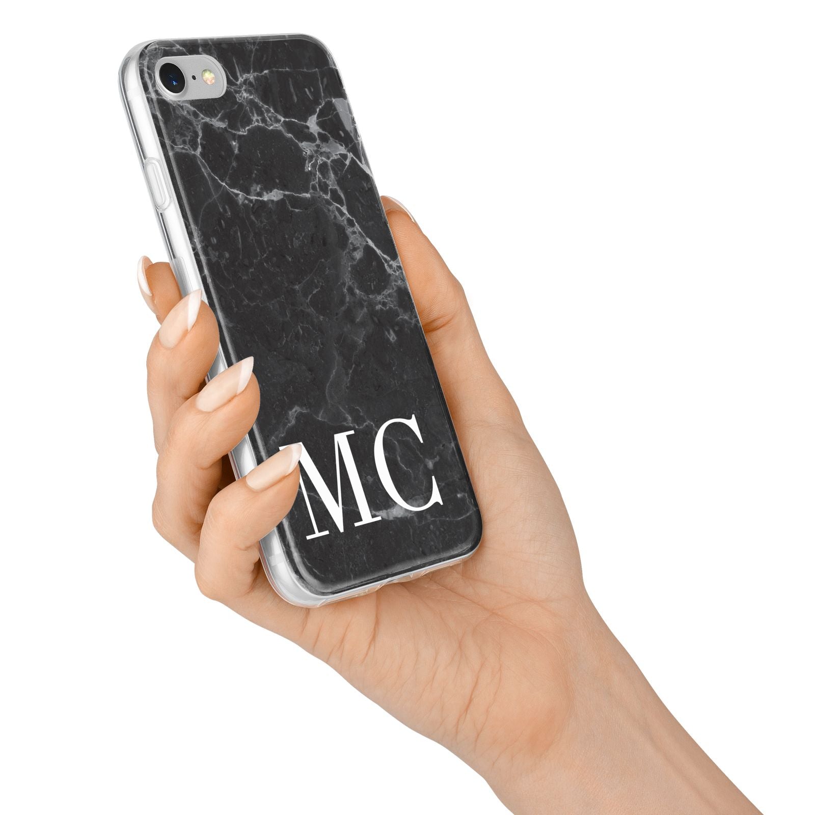 Personalised Monogram Black Marble iPhone 7 Bumper Case on Silver iPhone Alternative Image