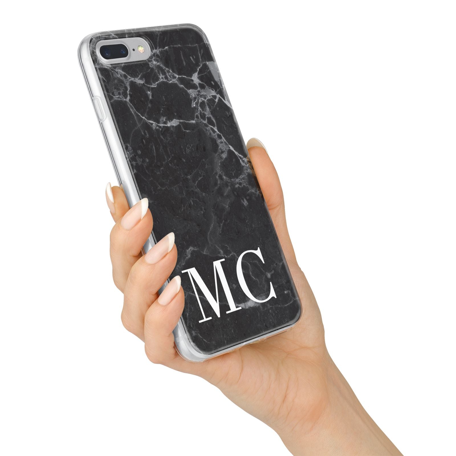 Personalised Monogram Black Marble iPhone 7 Plus Bumper Case on Silver iPhone Alternative Image