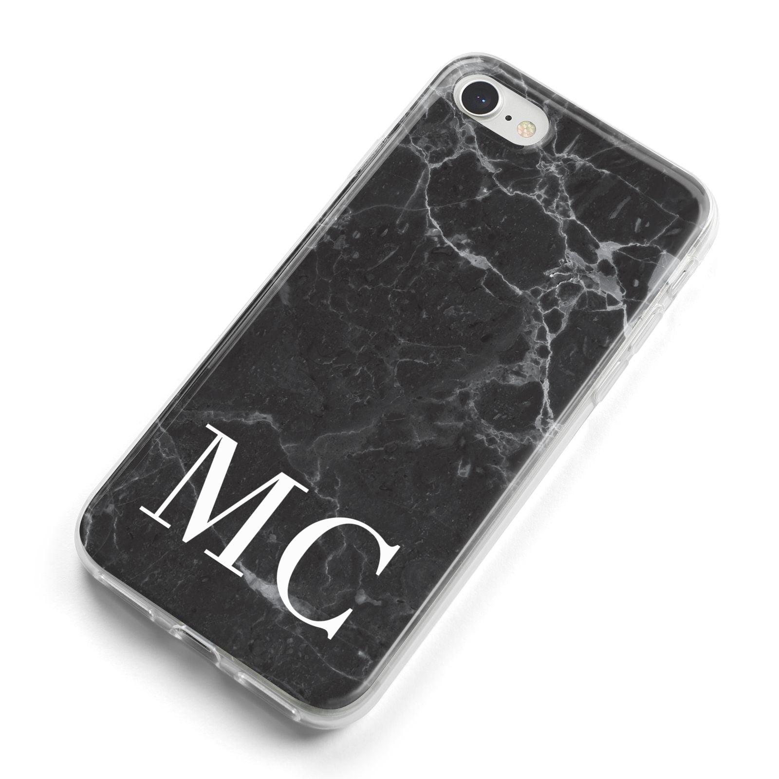 Personalised Monogram Black Marble iPhone 8 Bumper Case on Silver iPhone Alternative Image