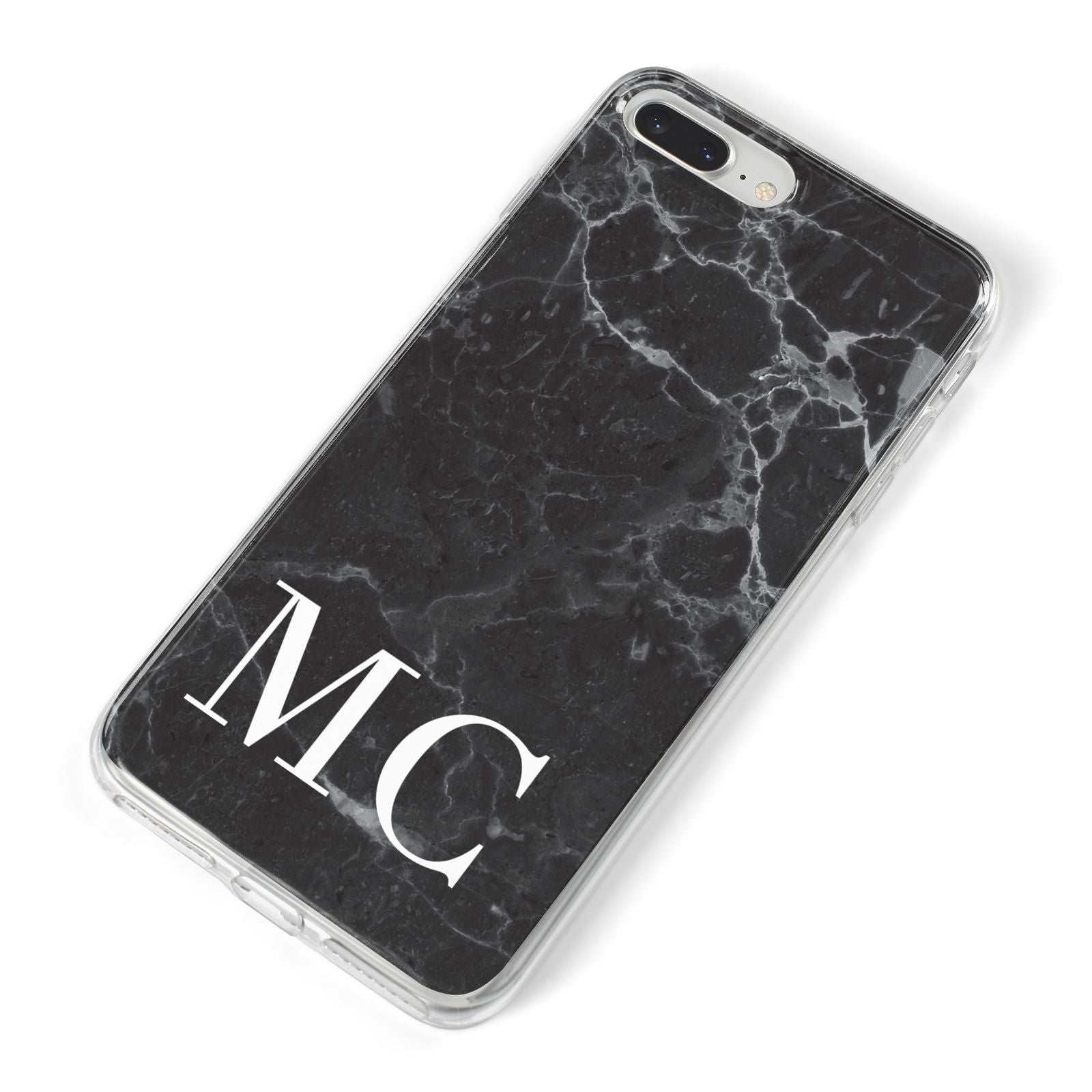 Personalised Monogram Black Marble iPhone 8 Plus Bumper Case on Silver iPhone Alternative Image