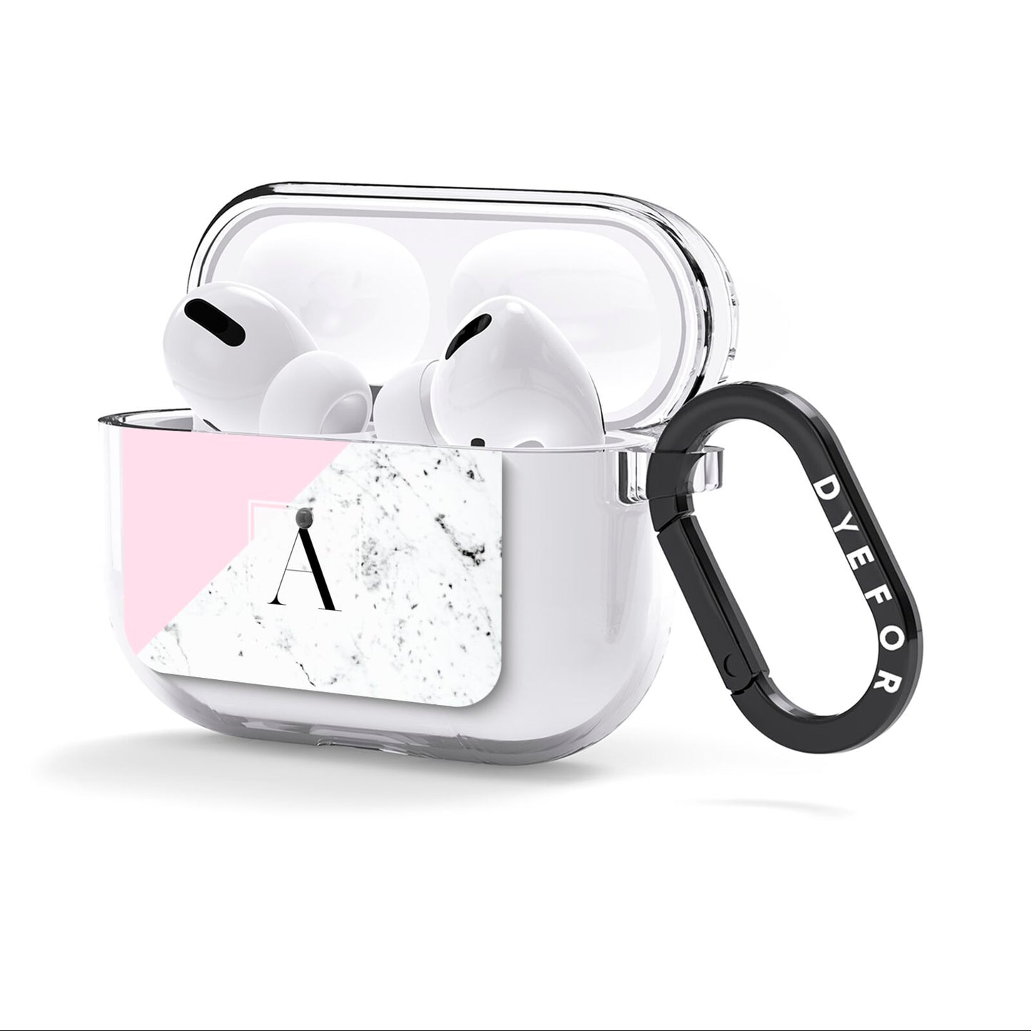 Personalised Monogram Initial Letter Marble AirPods Clear Case 3rd Gen Side Image