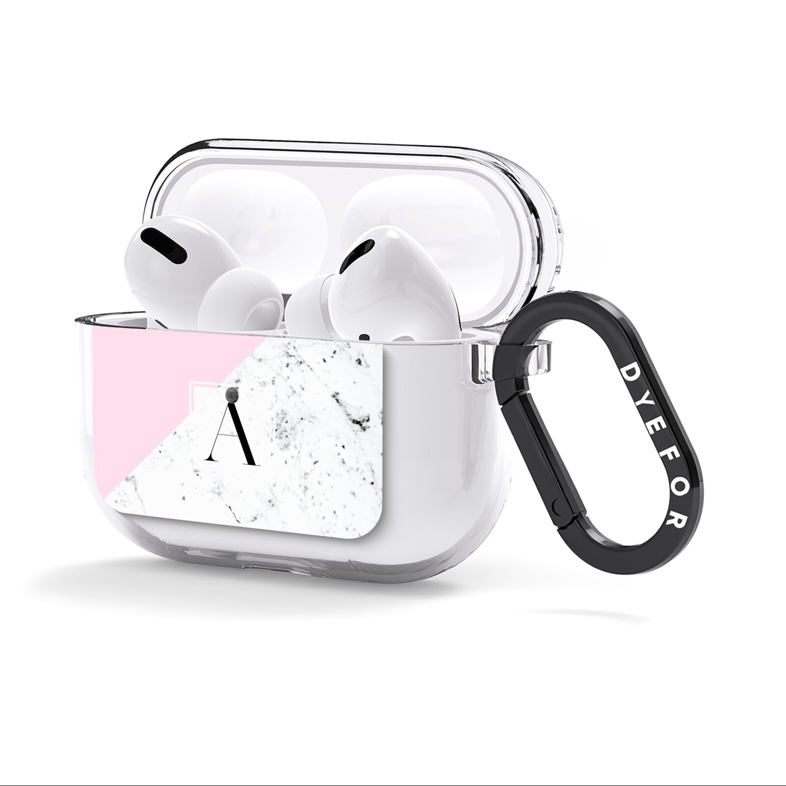 Personalised Monogram Initial Letter Marble AirPods Clear Case 3rd Gen Side Image