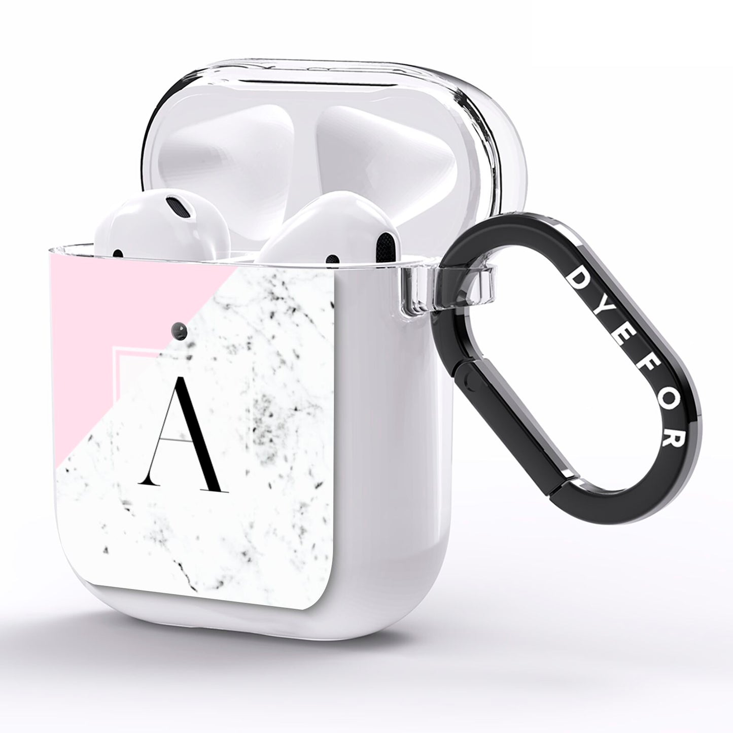 Personalised Monogram Initial Letter Marble AirPods Clear Case Side Image