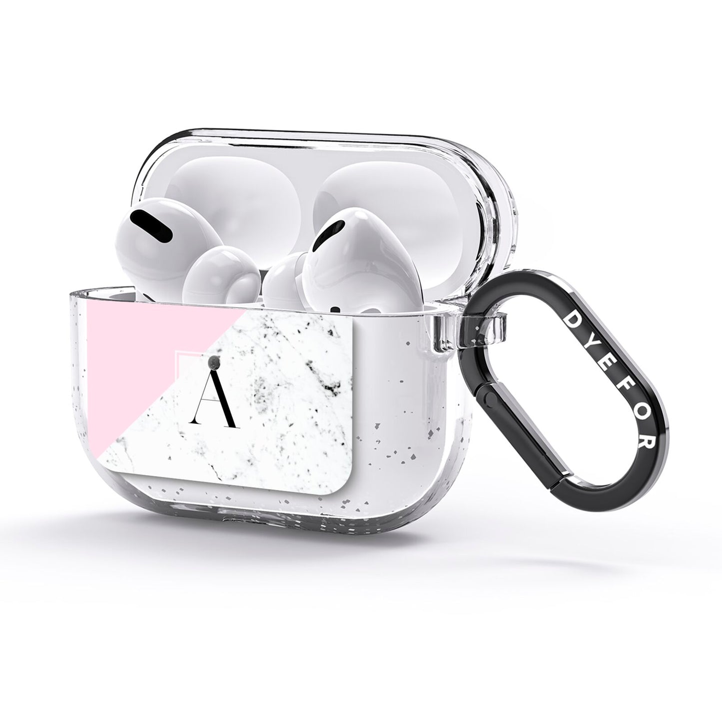 Personalised Monogram Initial Letter Marble AirPods Glitter Case 3rd Gen Side Image