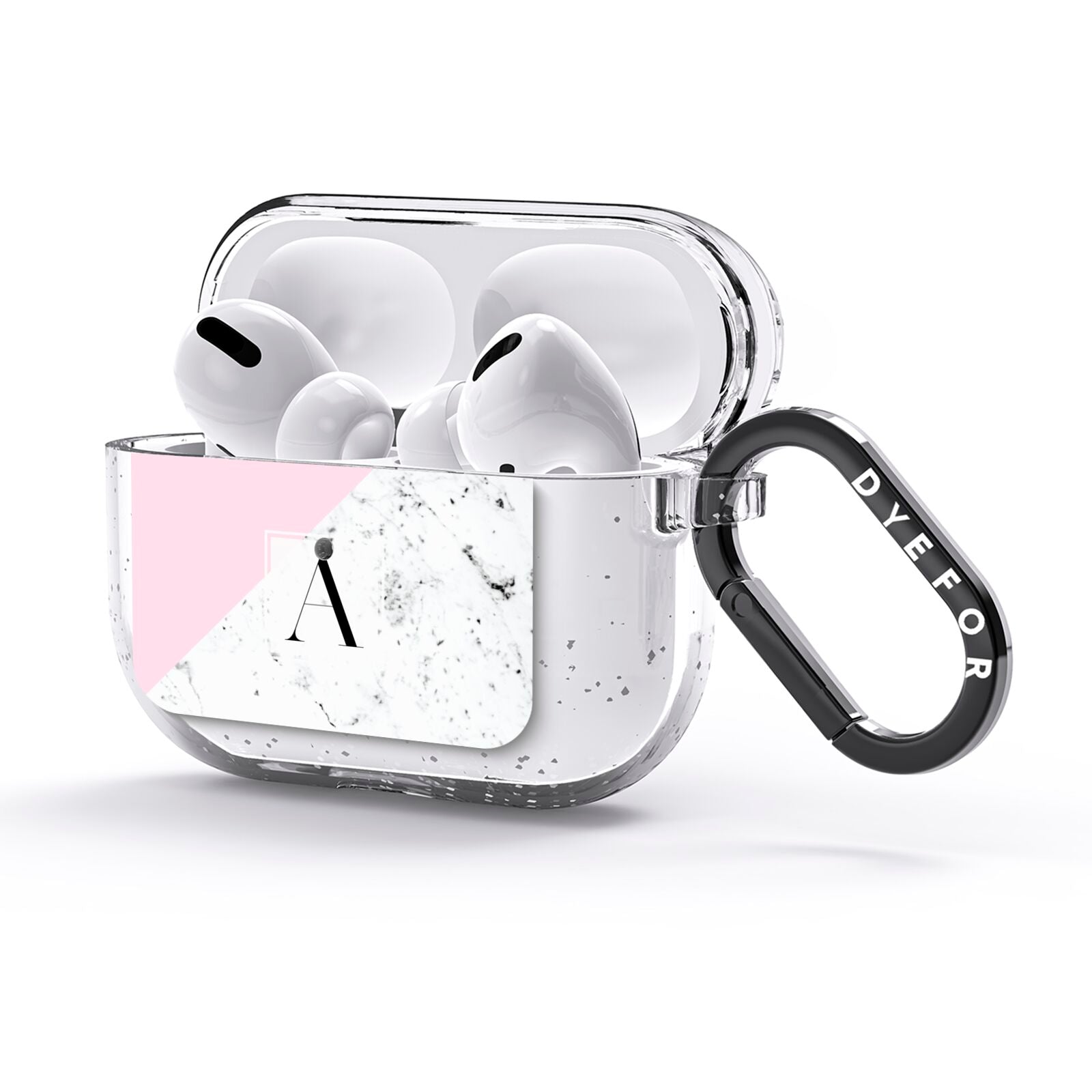 Personalised Monogram Initial Letter Marble AirPods Glitter Case 3rd Gen Side Image