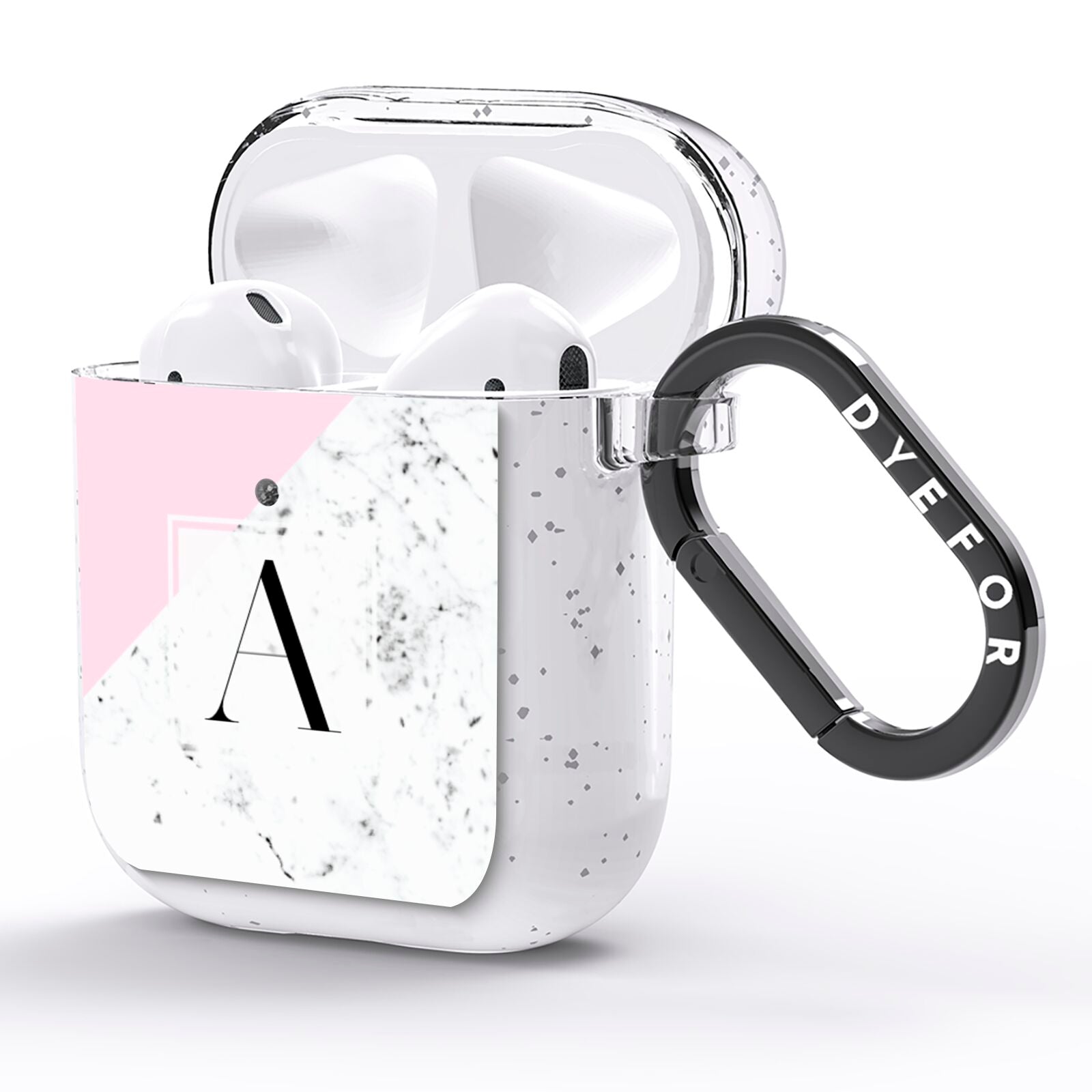 Personalised Monogram Initial Letter Marble AirPods Glitter Case Side Image