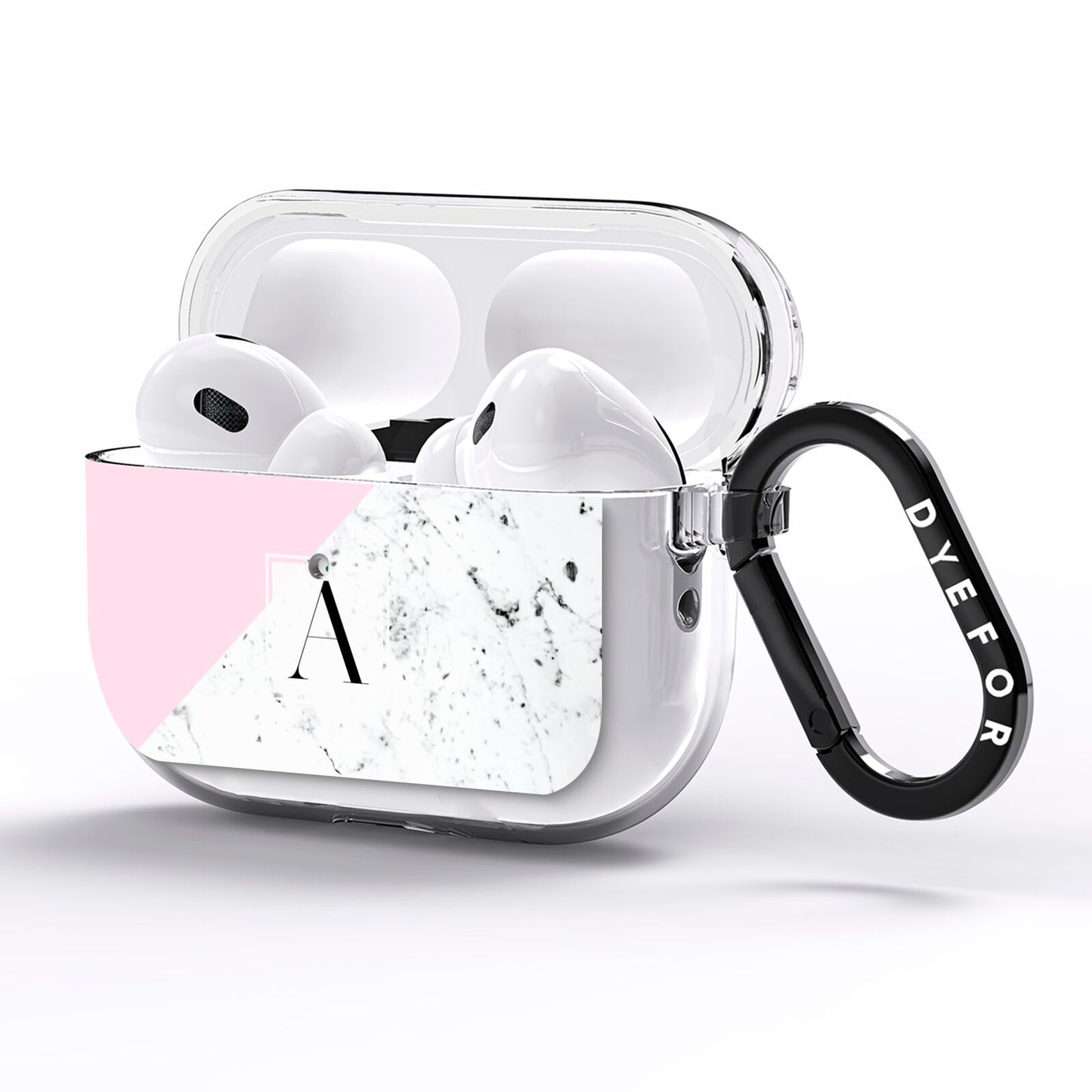 Personalised Monogram Initial Letter Marble AirPods Pro Clear Case Side Image