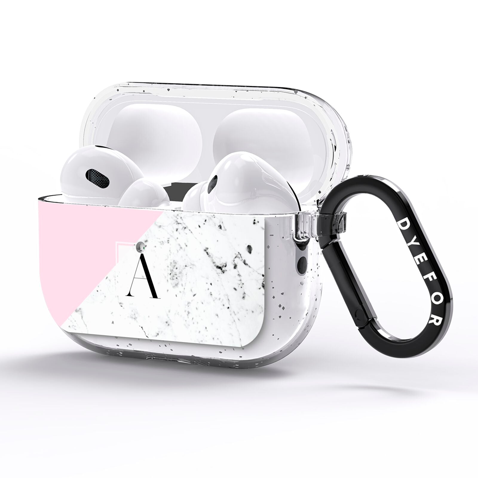 Personalised Monogram Initial Letter Marble AirPods Pro Glitter Case Side Image
