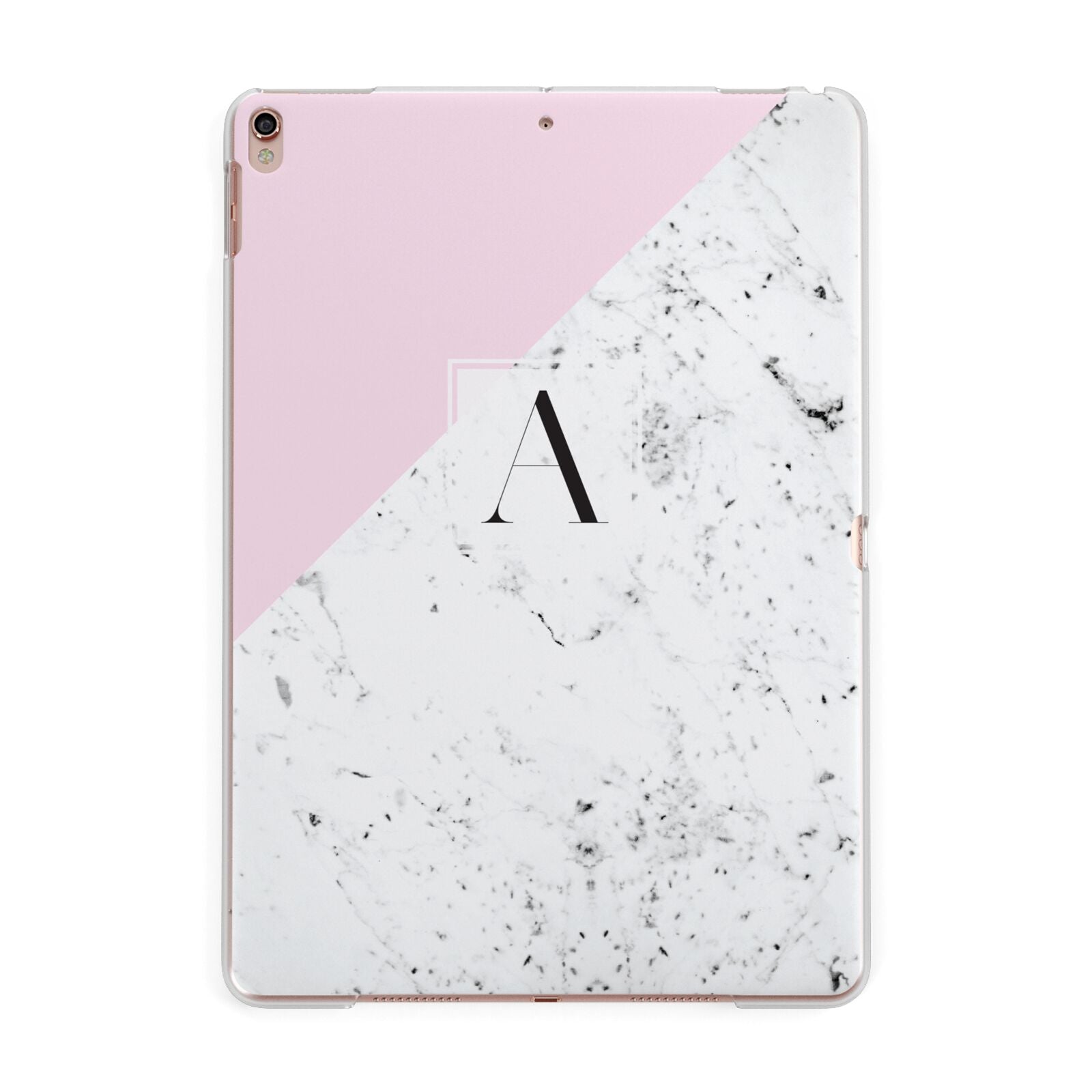 Personalised Monogram Initial Letter Marble Apple iPad Rose Gold Case