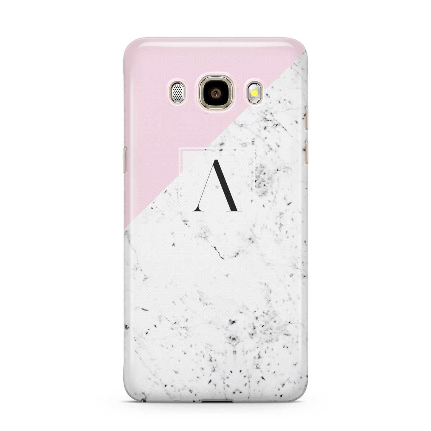 Personalised Monogram Initial Letter Marble Samsung Galaxy J7 2016 Case on gold phone