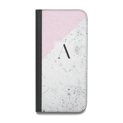 Personalised Monogram Initial Letter Marble Vegan Leather Flip Samsung Case