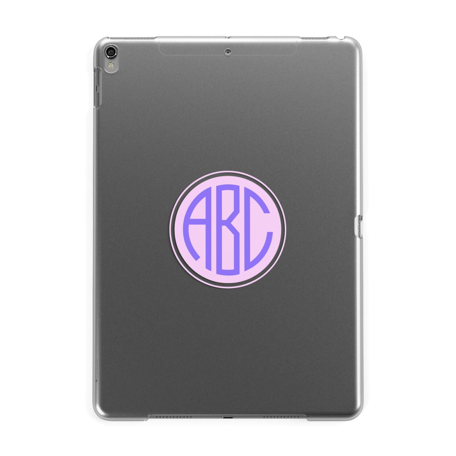 Personalised Monogram Initials Custom Clear Apple iPad Grey Case