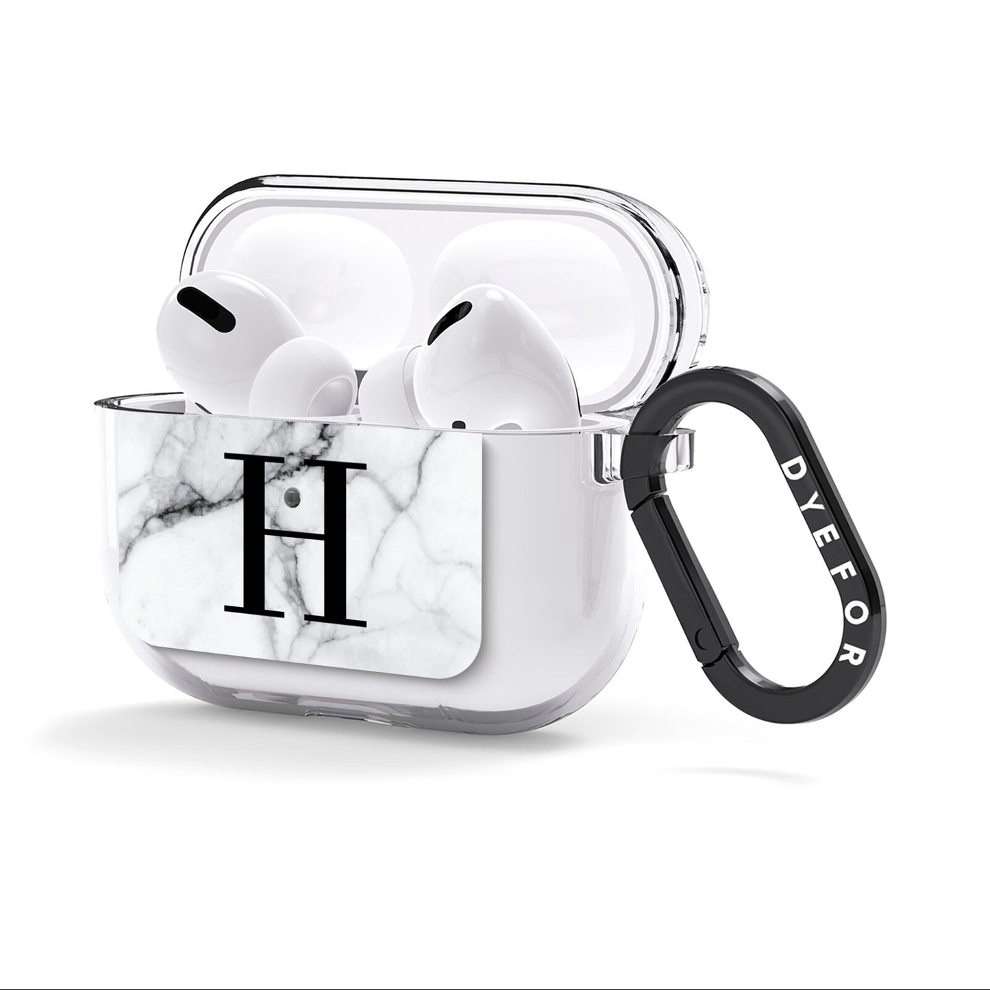 Personalised Monogram Marble Initial AirPods Clear Case 3rd Gen Side Image