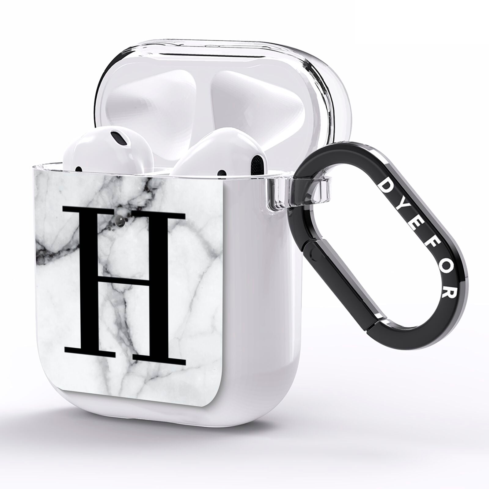 Personalised Monogram Marble Initial AirPods Clear Case Side Image