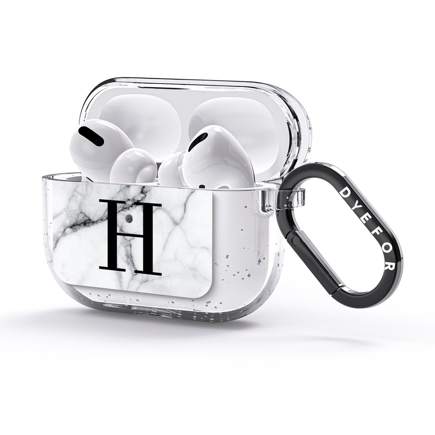 Personalised Monogram Marble Initial AirPods Glitter Case 3rd Gen Side Image