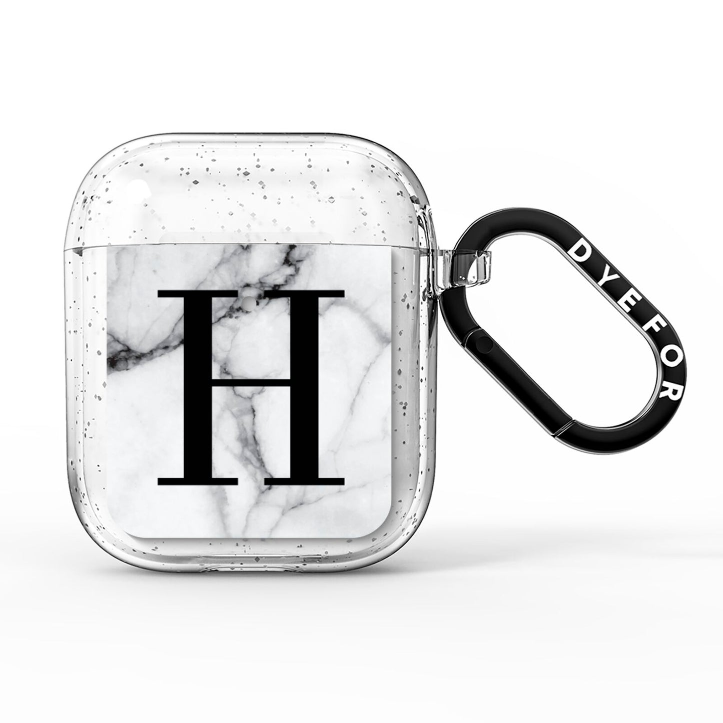 Personalised Monogram Marble Initial AirPods Glitter Case
