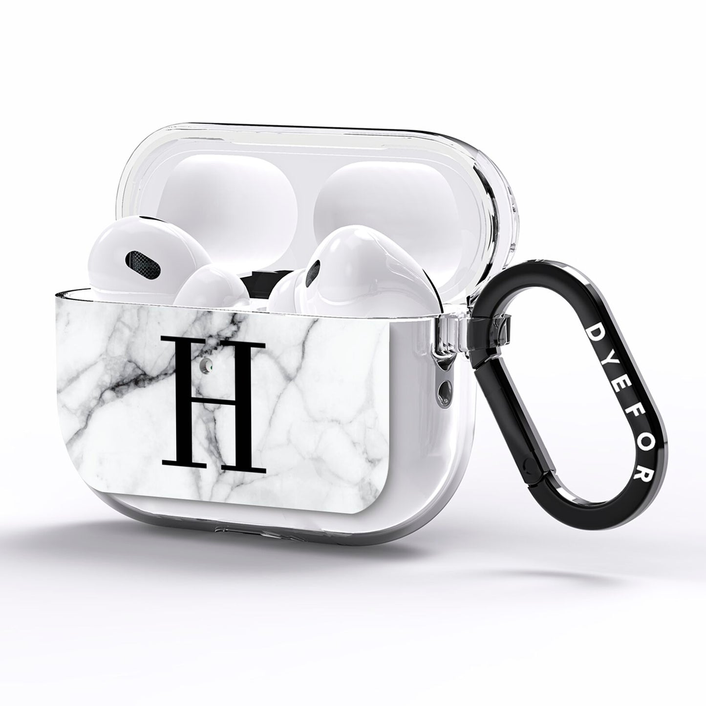 Personalised Monogram Marble Initial AirPods Pro Clear Case Side Image