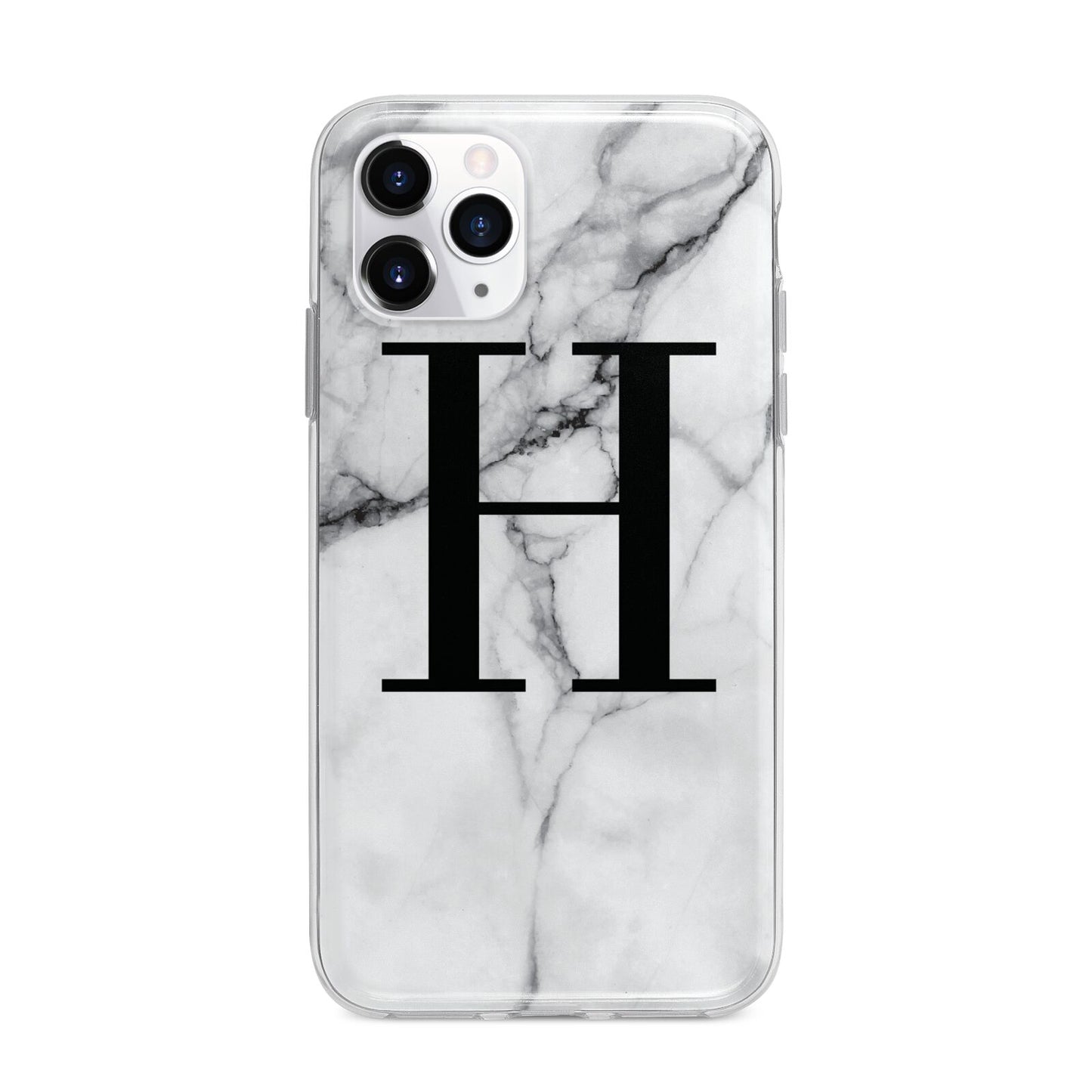 Personalised Monogram Marble Initial Apple iPhone 11 Pro in Silver with Bumper Case