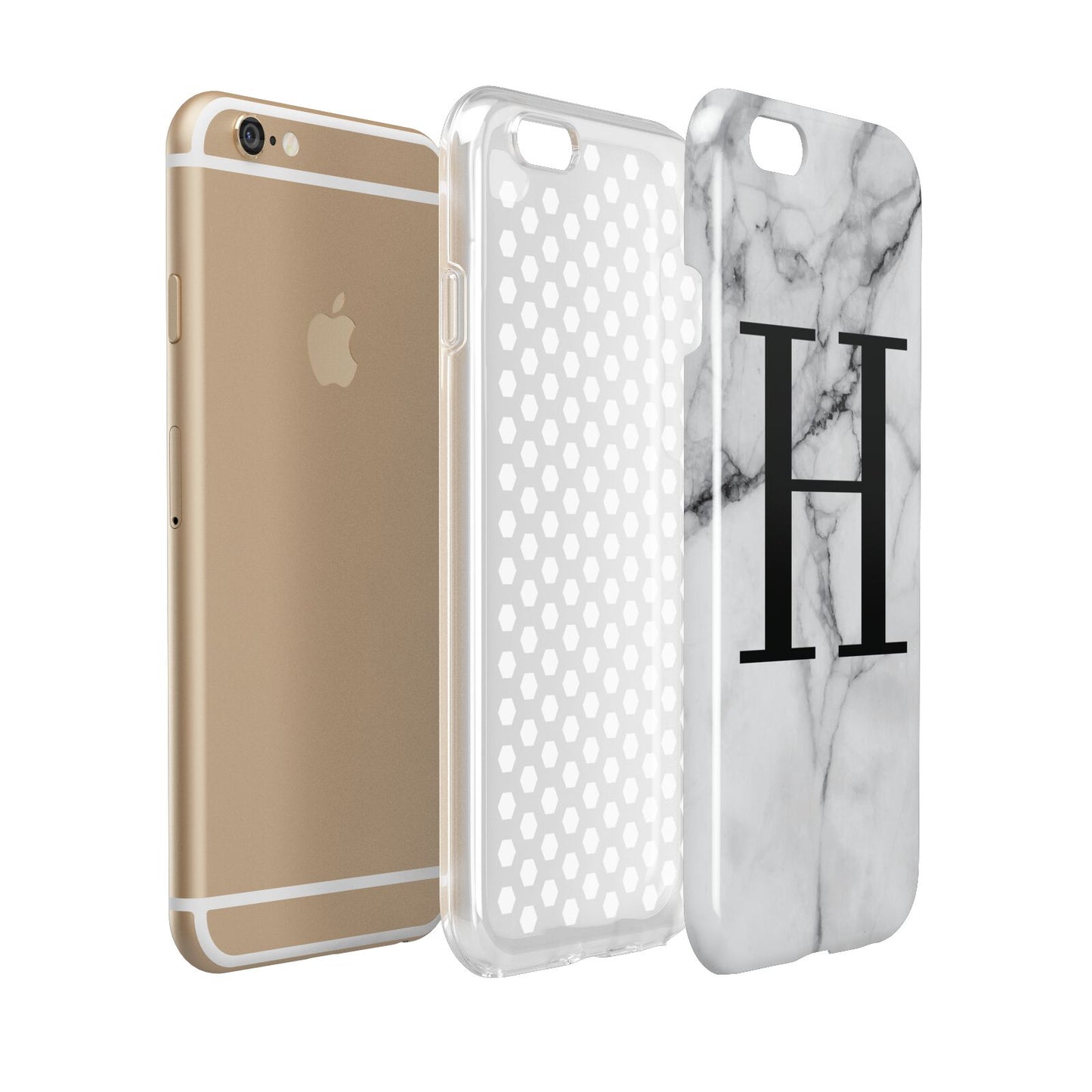 Personalised Monogram Marble Initial Apple iPhone 6 3D Tough Case Expanded view
