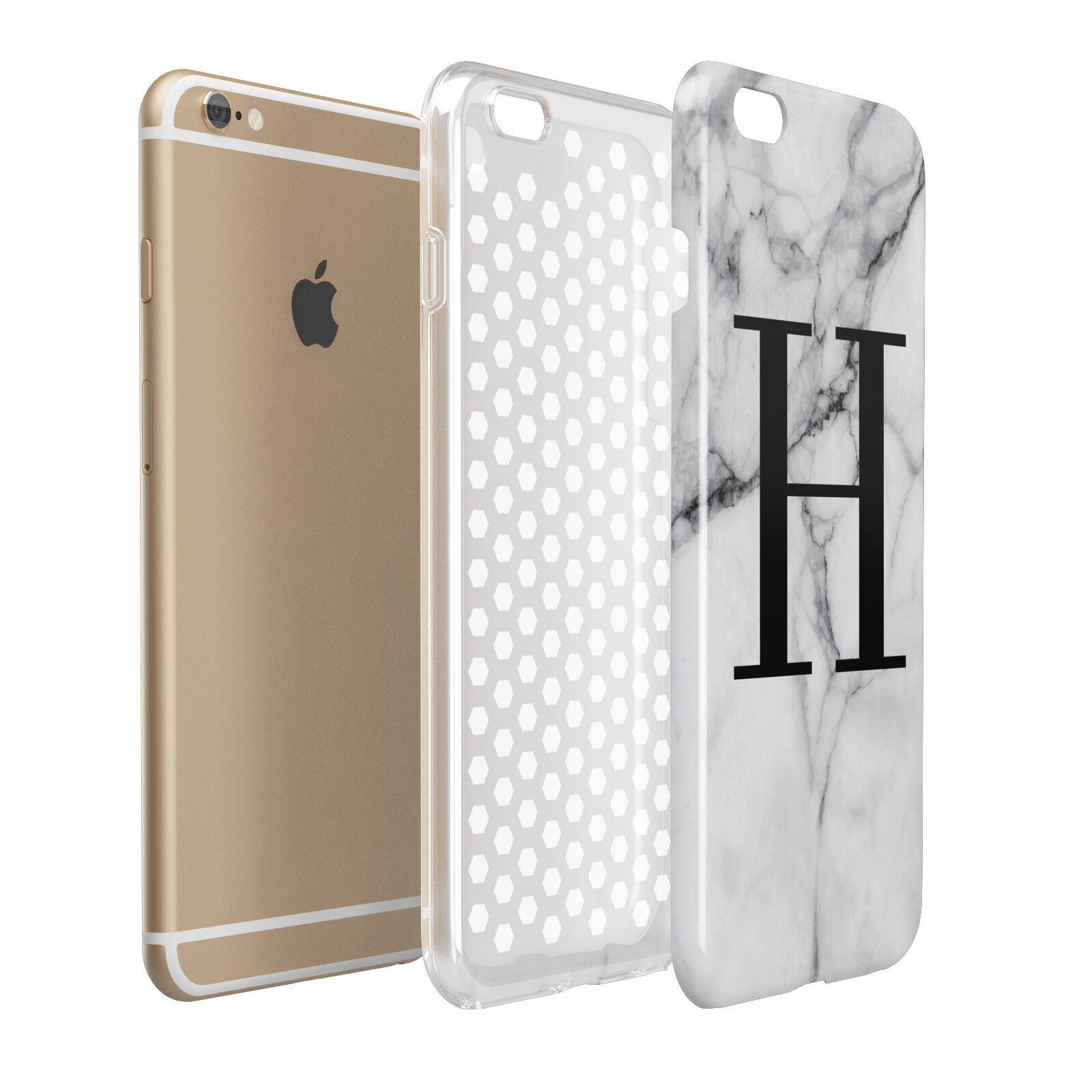Personalised Monogram Marble Initial Apple iPhone 6 Plus 3D Tough Case Expand Detail Image