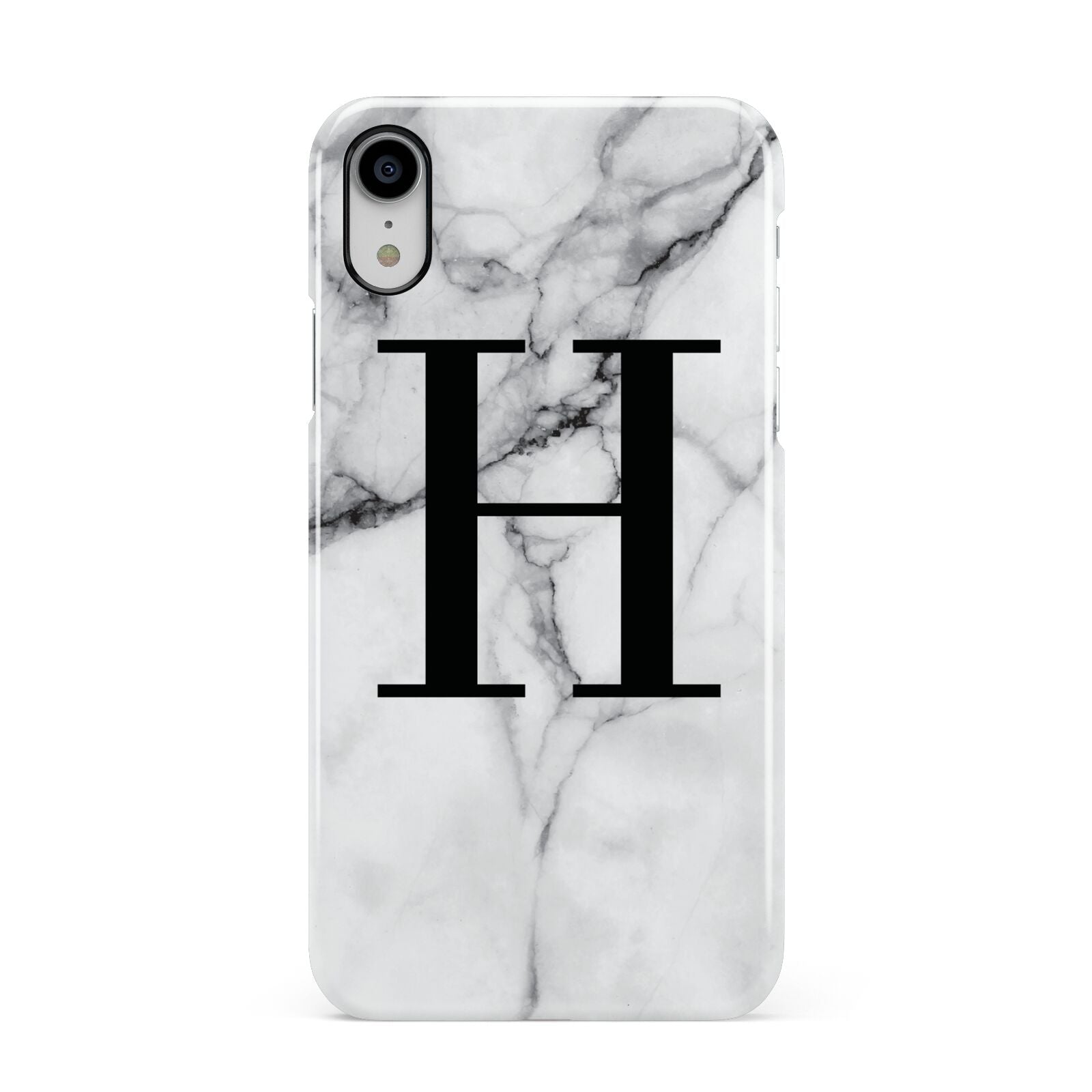 Personalised Monogram Marble Initial Apple iPhone XR White 3D Snap Case