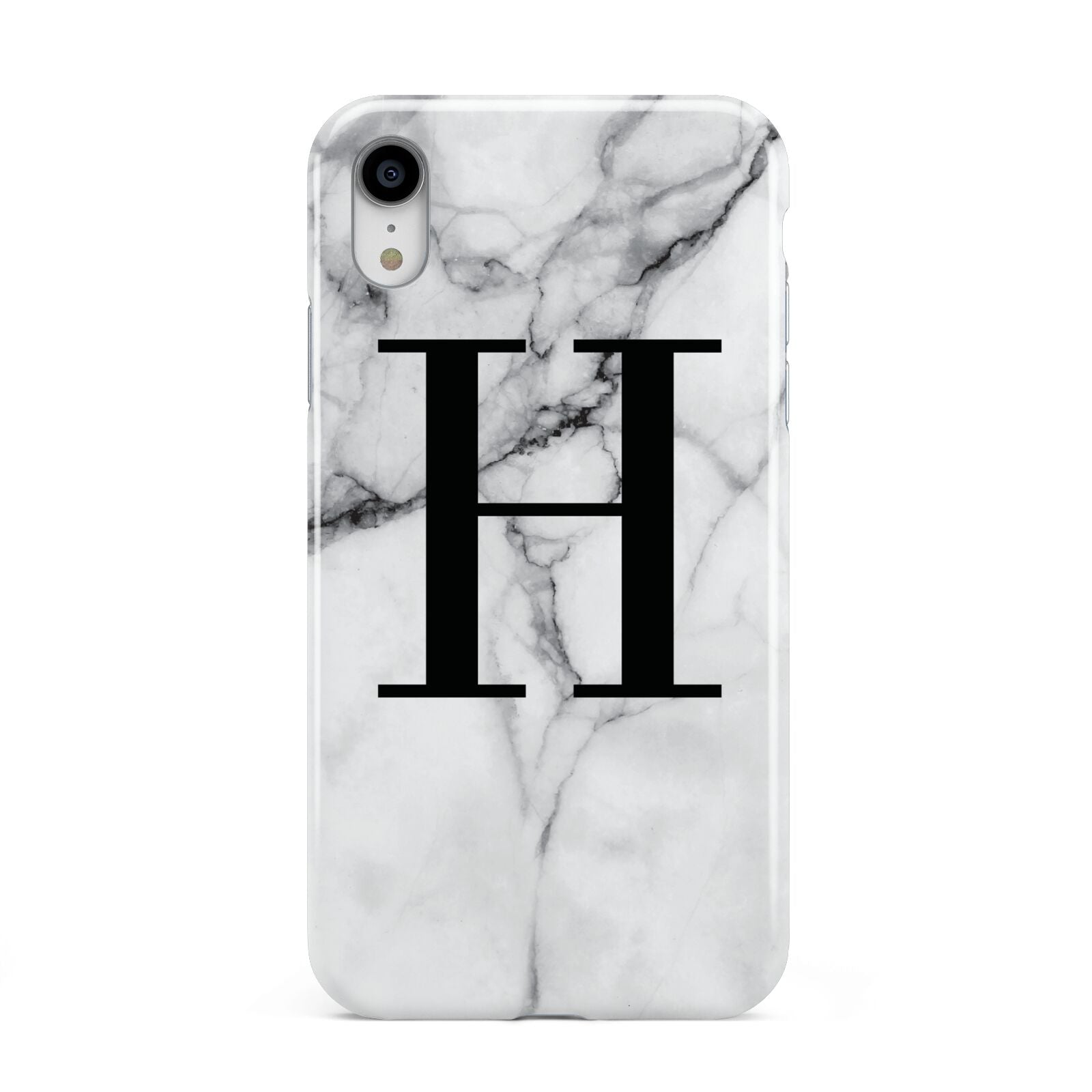 Personalised Monogram Marble Initial Apple iPhone XR White 3D Tough Case