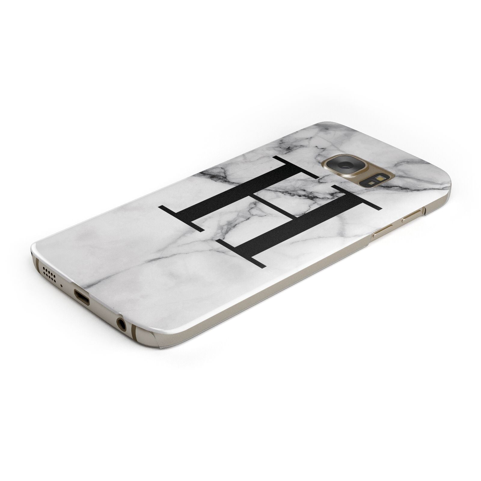 Personalised Monogram Marble Initial Protective Samsung Galaxy Case Angled Image